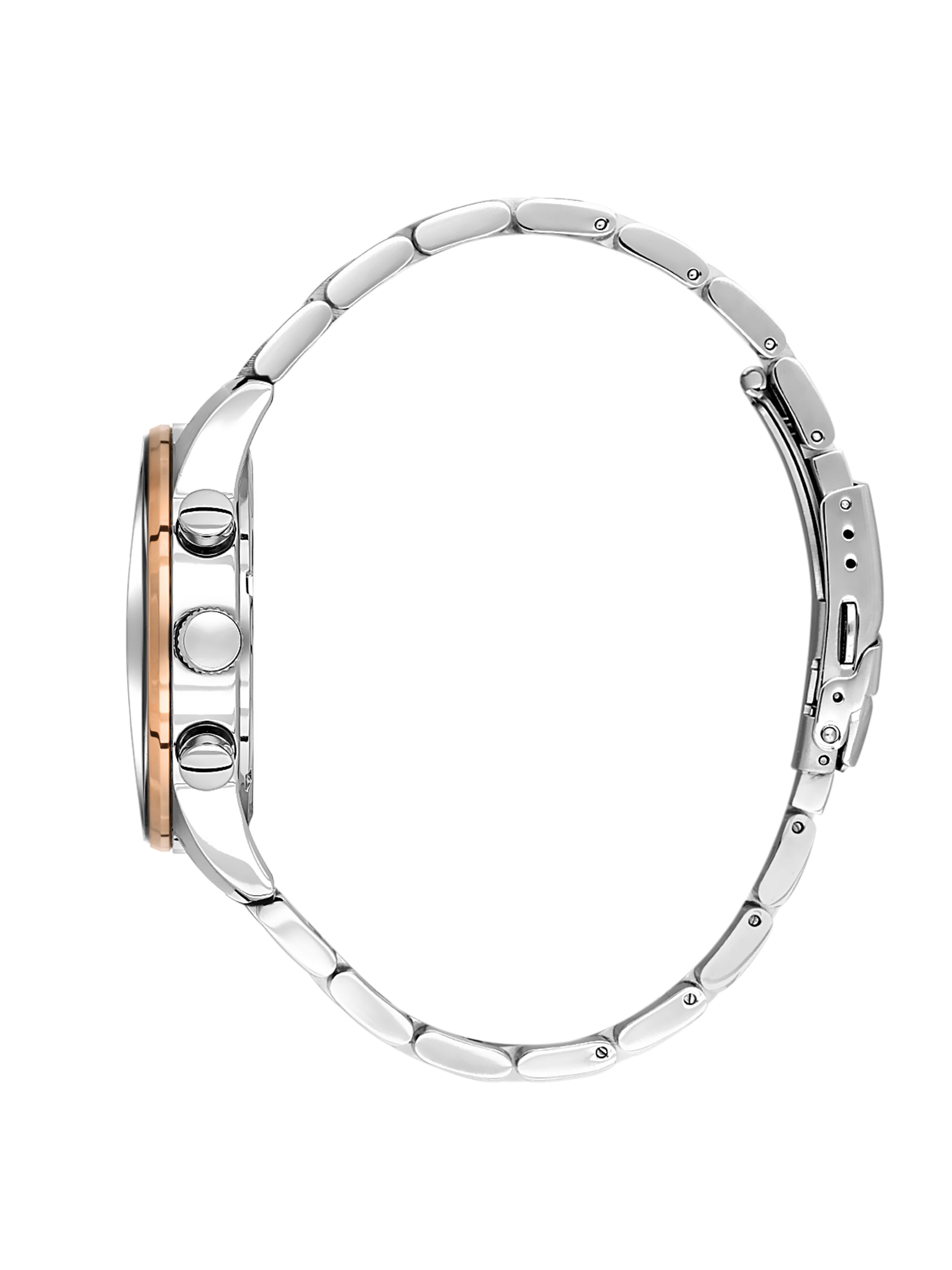 Daniel Klein Analog Black Round Dial Silver and Rose Gold Case Silver Strap Quartz Water-Resistant Wrist Watch for Men Boys DK.1.14256-4