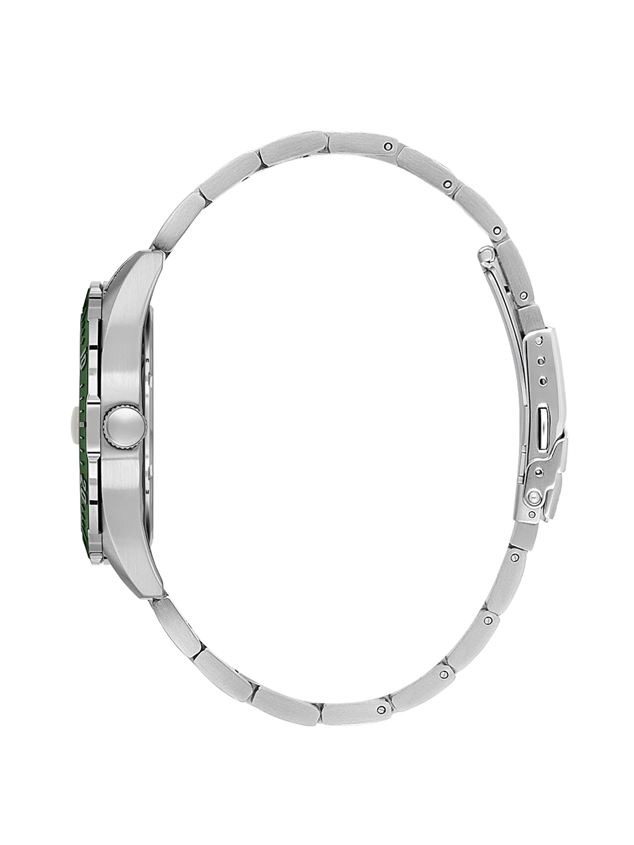 Daniel Klein Analog Dark Green Round Dial Silver Case Silver Strap Quartz Water-Resistant Wrist Watch for Men Boys DK.1.14195-3
