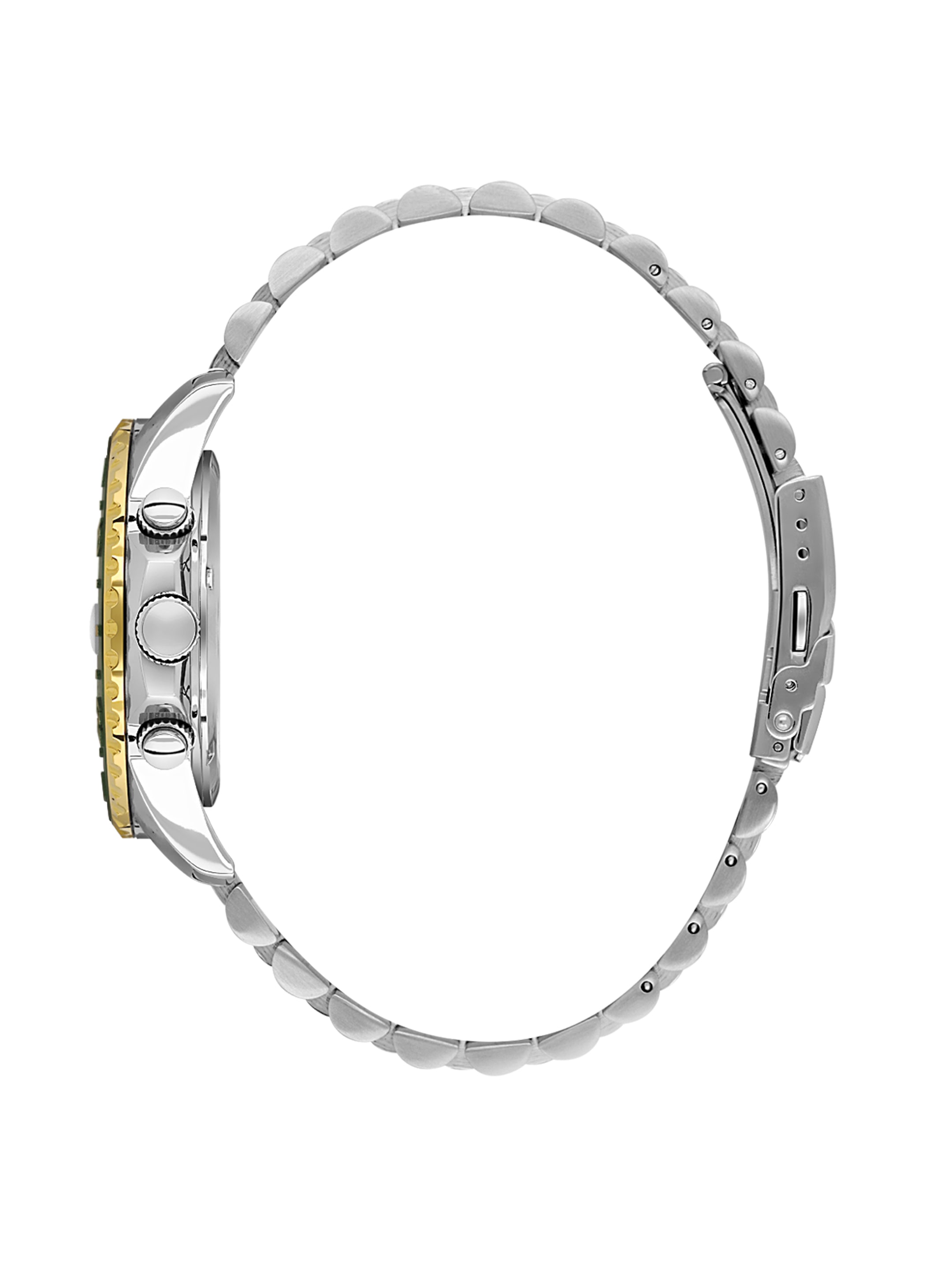 Daniel Klein Analog Dark Green Round Dial Silver and Gold Case Silver and Gold Strap Quartz Water-Resistant Wrist Watch for Men Boys DK.1.14243-4