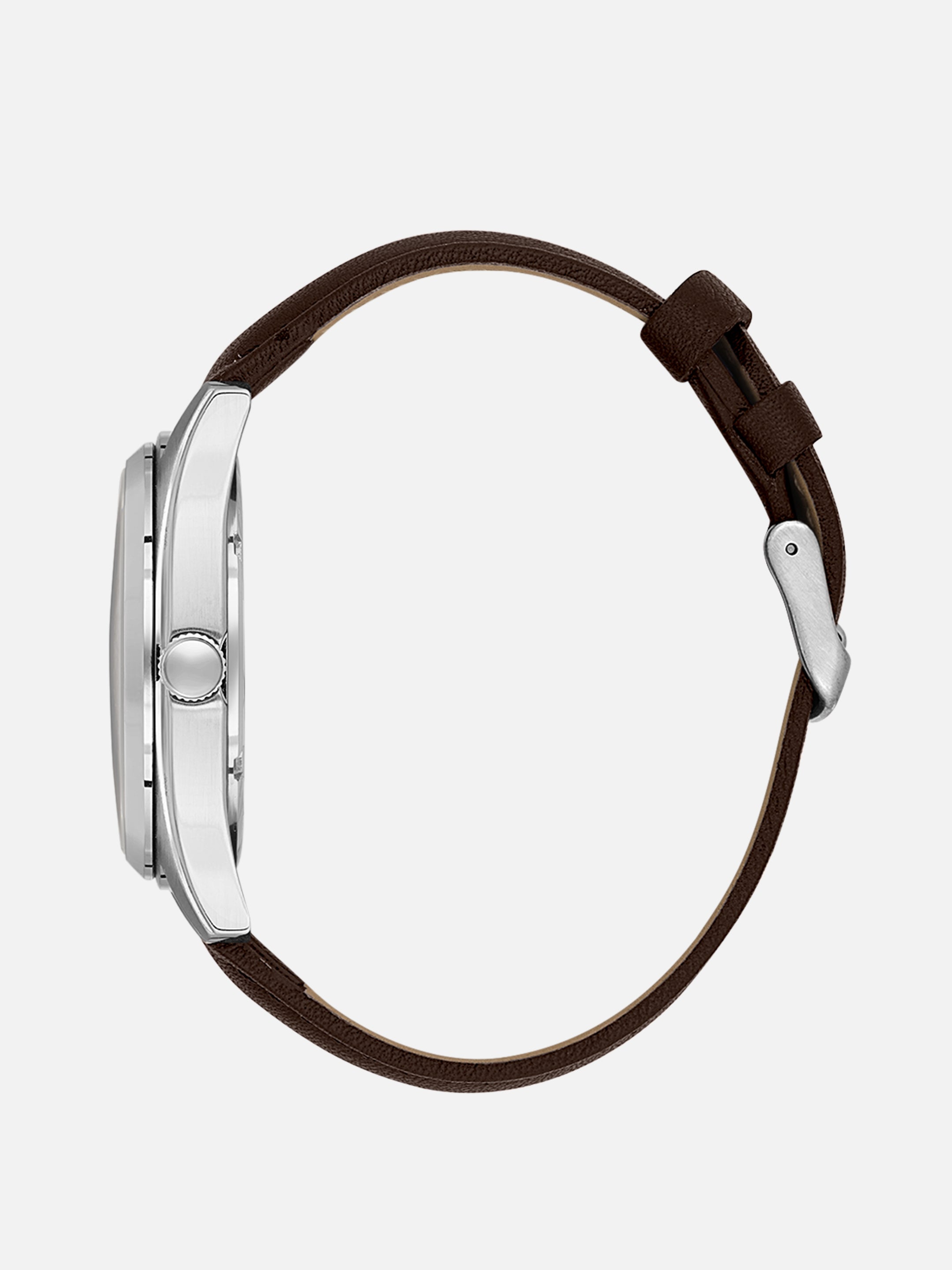 Daniel Klein Analog Warm Grey 9c Round Dial Silver Case D.Brown Strap Quartz Water-Resistant Wrist Watch for Men Boys DK.1.14196-5