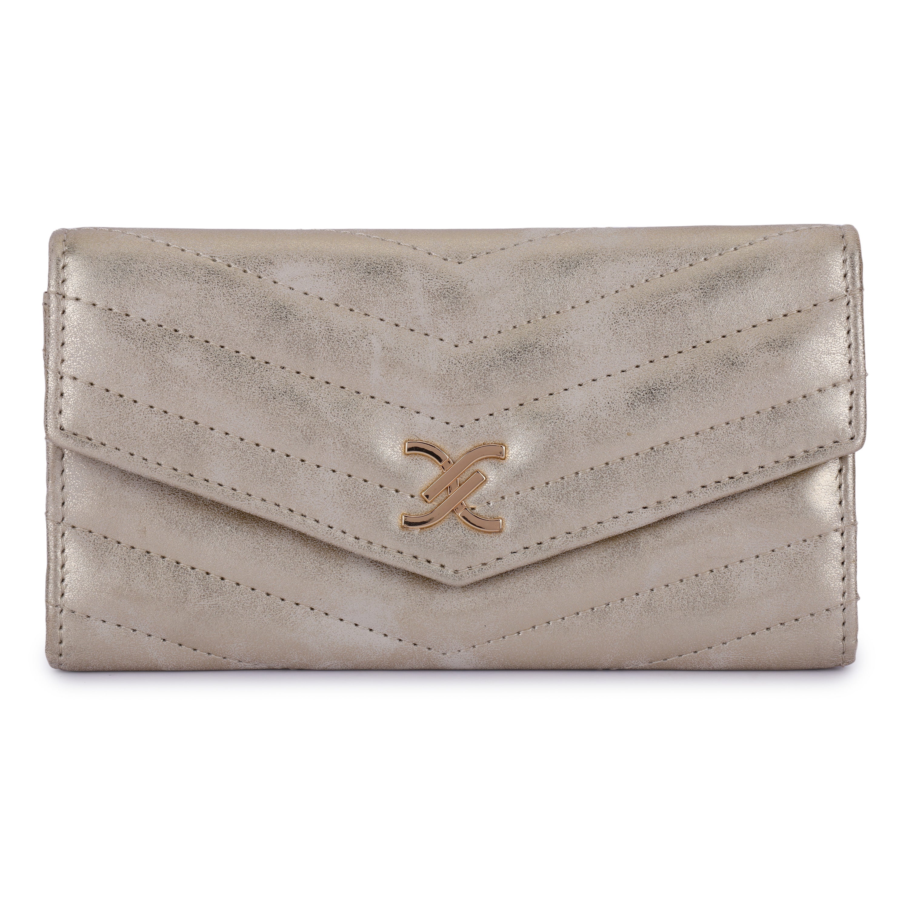 Daniel Klein Women’s Metallic Chevron Wallet – Matt Gold