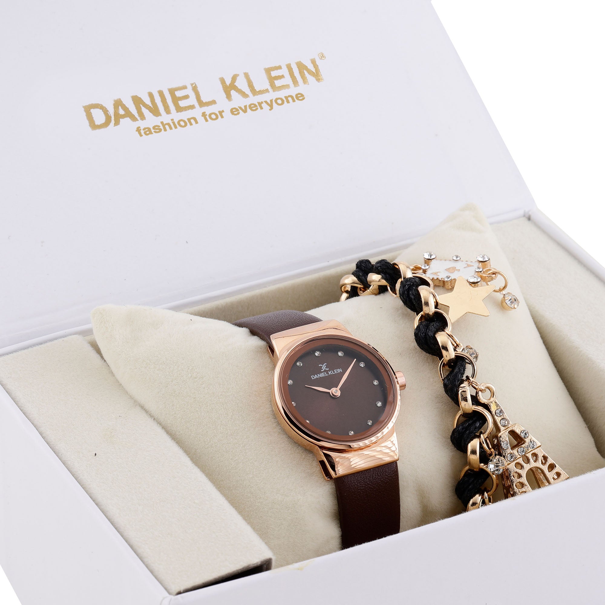 Daniel Klein Dark Brown Dial Analog Gift Set Watch with Bracelet For Women (Pack of 2)