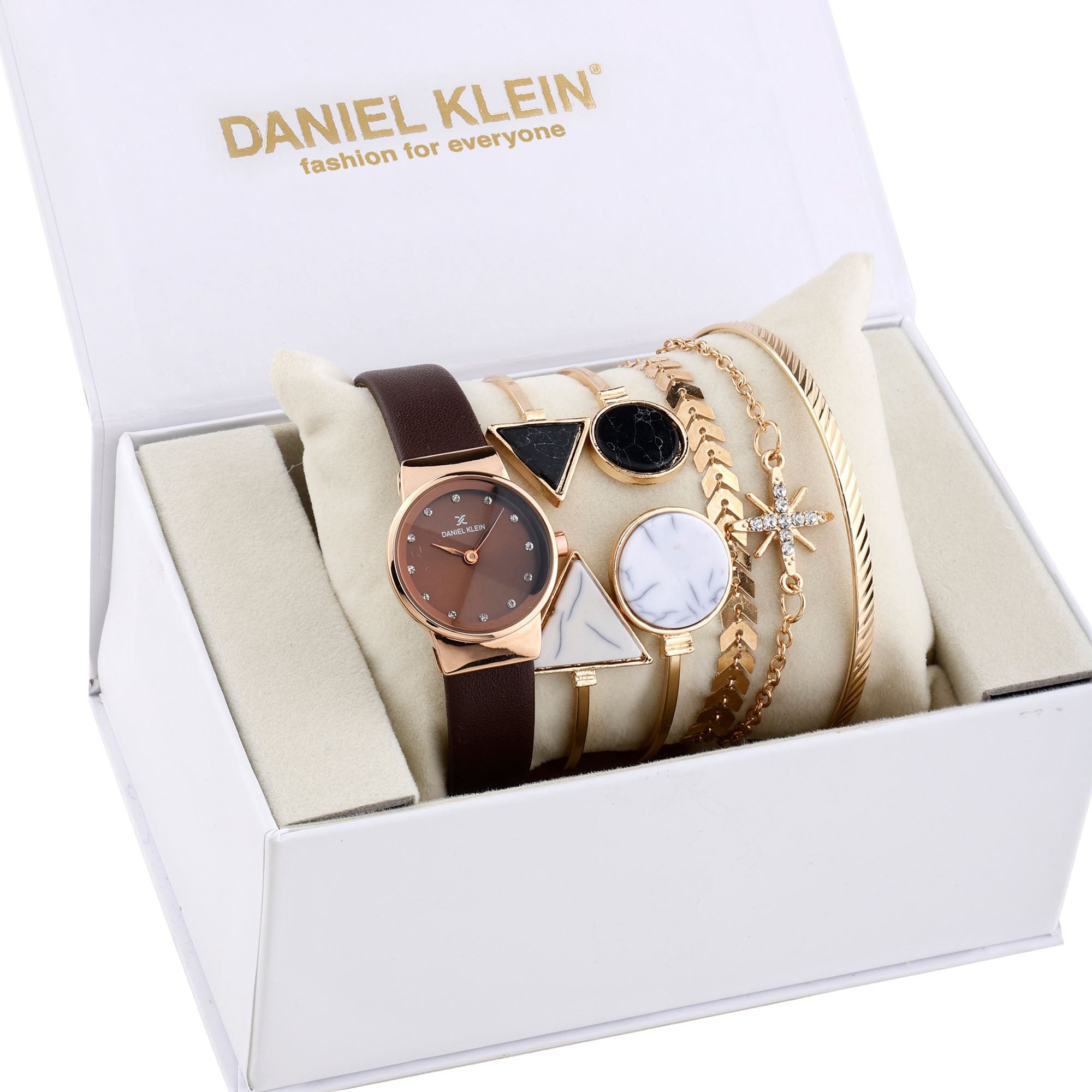 Daniel Klein Dark Brown Dial Analog Gift Set Watch with Bracelet For Women (Pack of 6 )