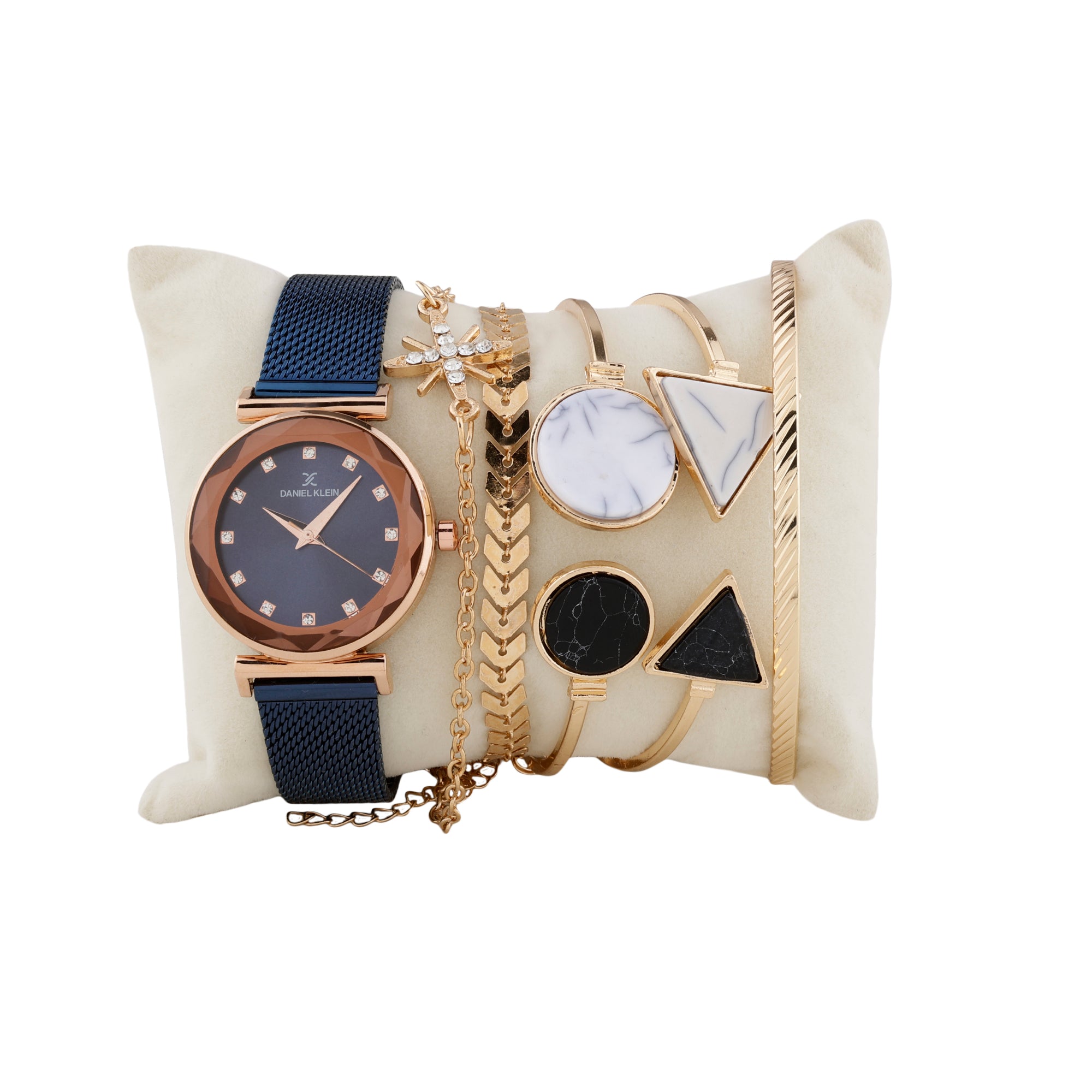 Daniel Klein Blue Dial Analog Gift Set Watch with Bracelet For Women (Pack of 6)