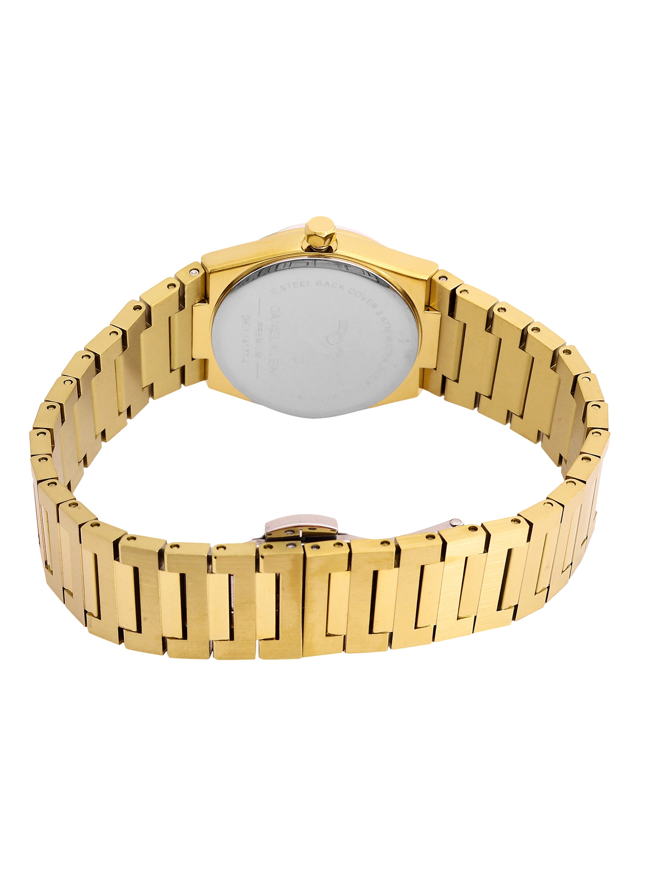 Daniel Klein Analog Silver Round Dial Gold Case Gold Strap Quartz Water-Resistant Wrist Watch for Women Girls, Ladies DK.1.14177-4