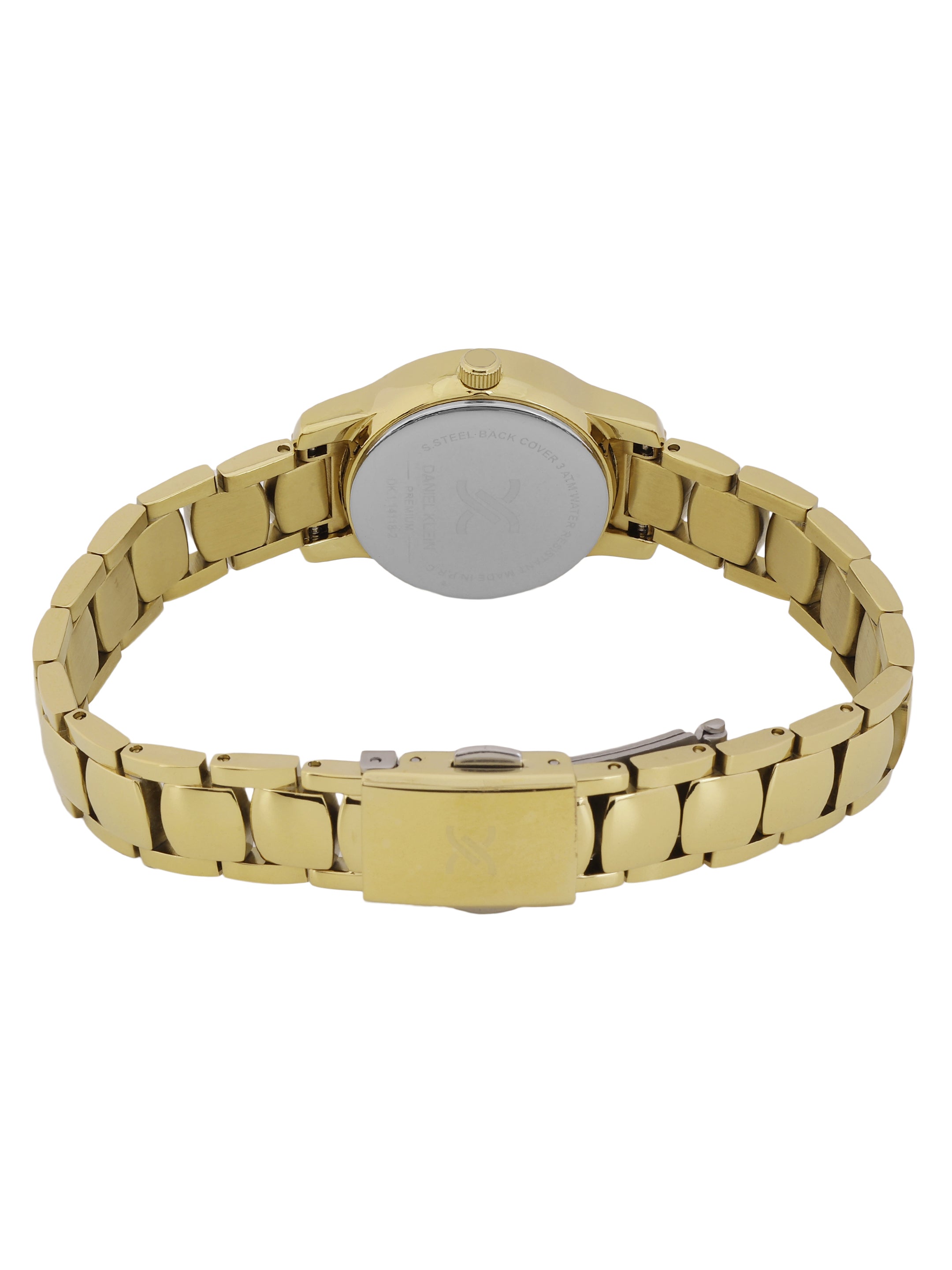 Daniel Klein Dark Green Dial Gold Strap Women’s Analog Watch DK.1.14118-2