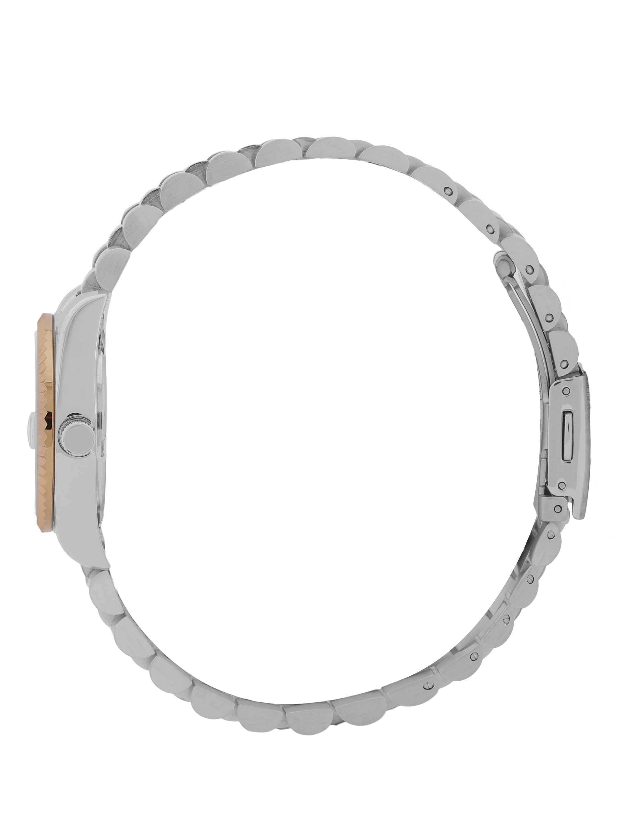 Daniel klein Premium Lady Dual-Tone IPS/IPG Silver Sunray Dial Stone Stainless Steel Watch DK.1.13924-4