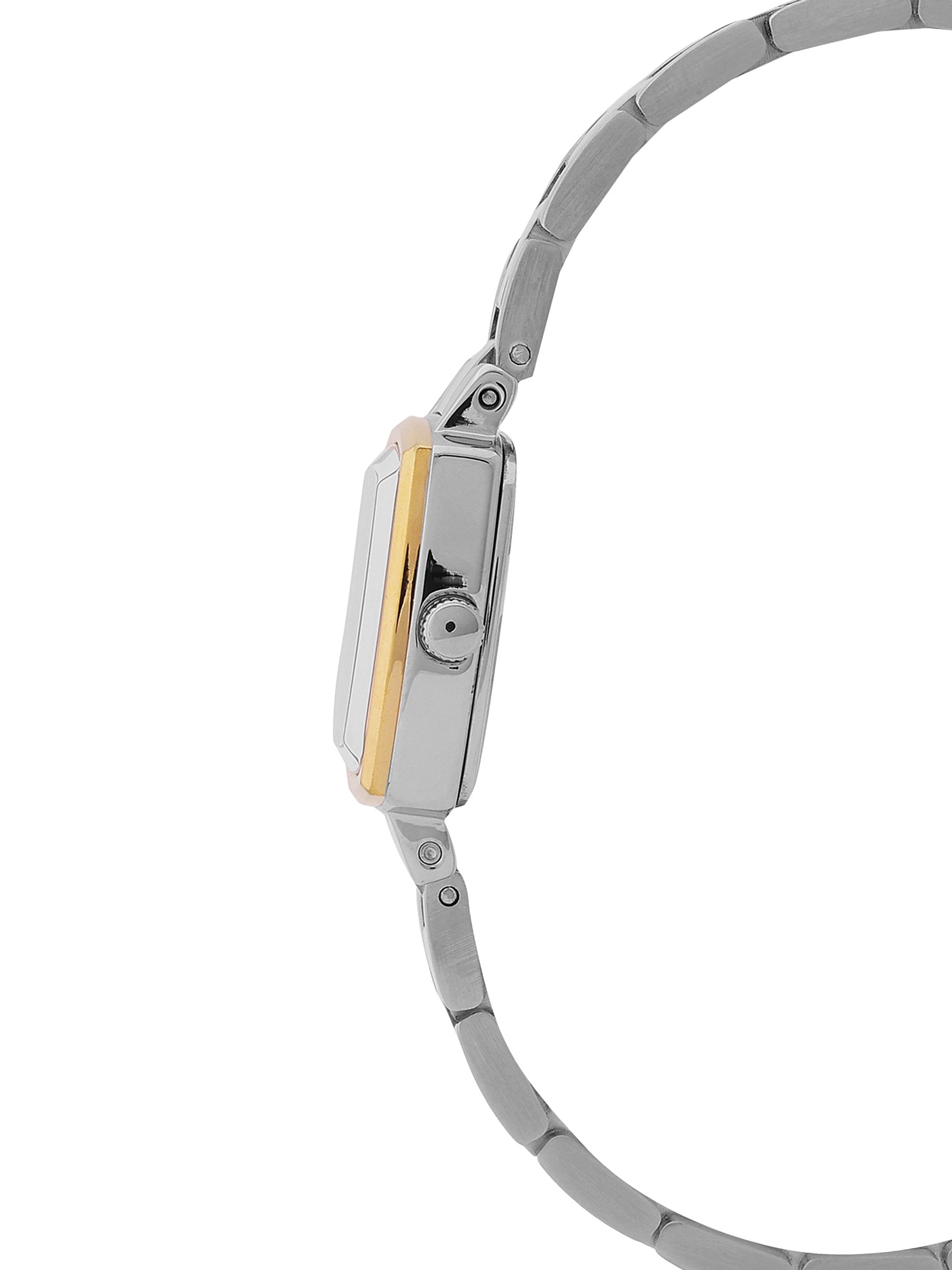 Daniel klein Premium Lady Dual-Tone IPS/IPG Silver Embossed Dial Stone Stainless Steel Watch DK.1.13922-4