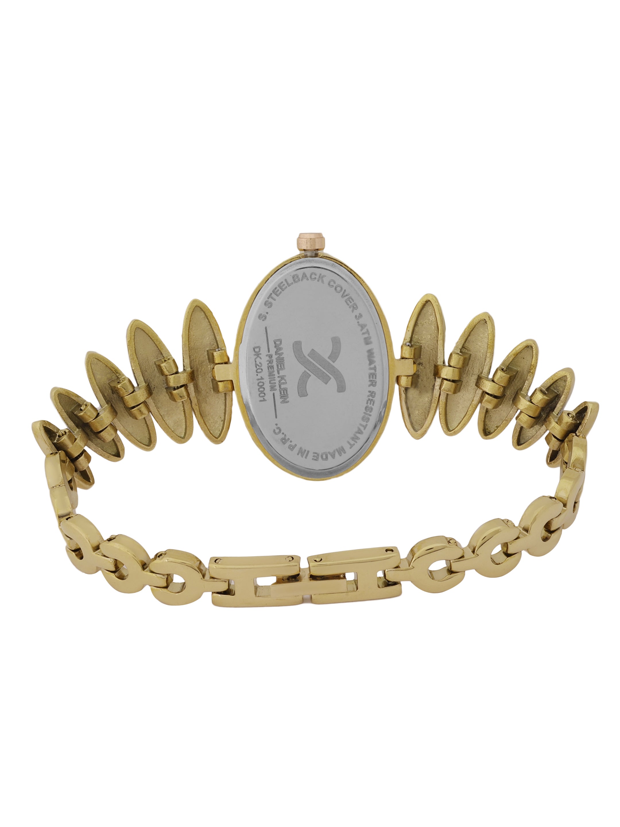 "Daniel Klein Women’s Luxe Oval Gold Bracelet Watch – Elegant White Dial, Premium Design "