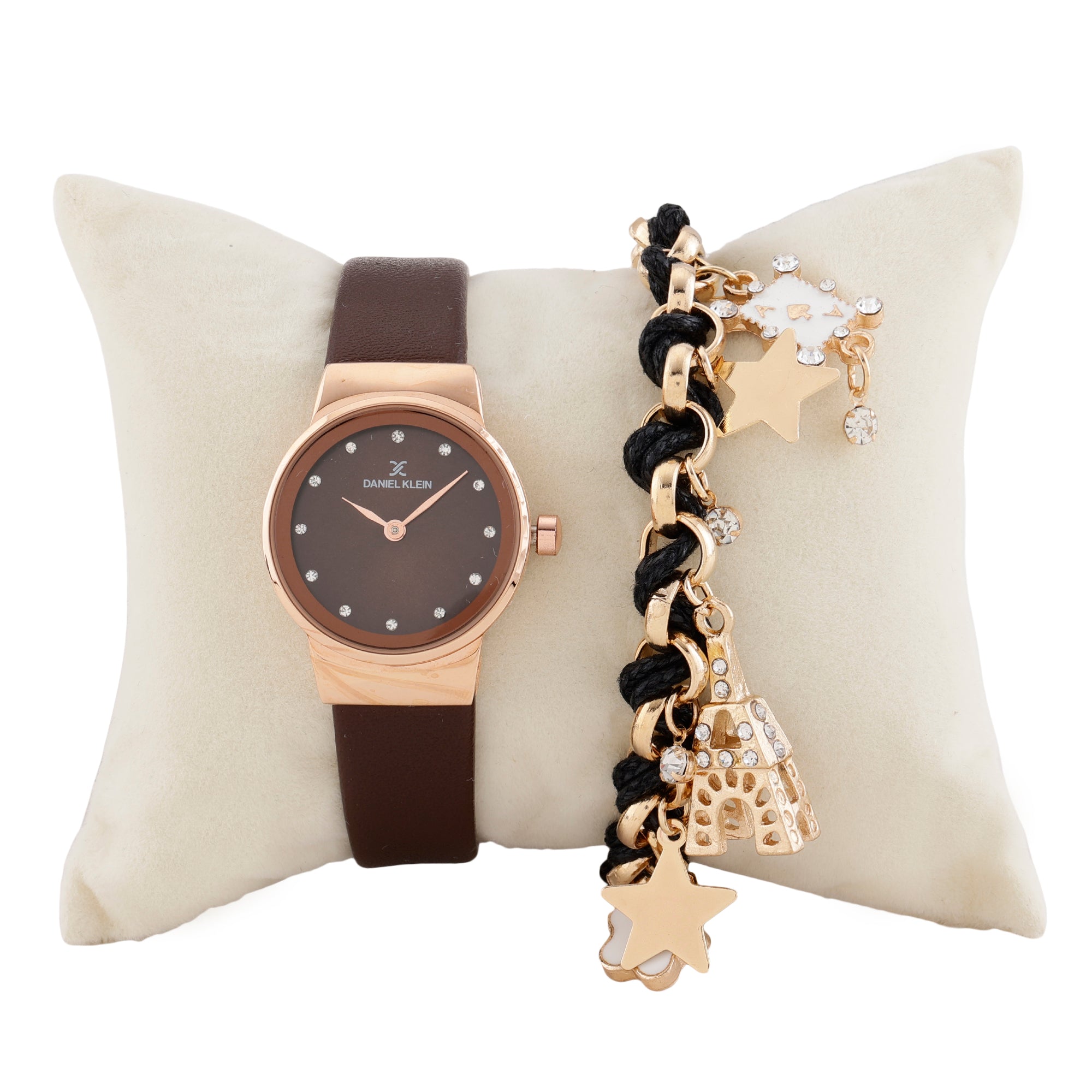 Daniel Klein Dark Brown Dial Analog Gift Set Watch with Bracelet For Women (Pack of 2)