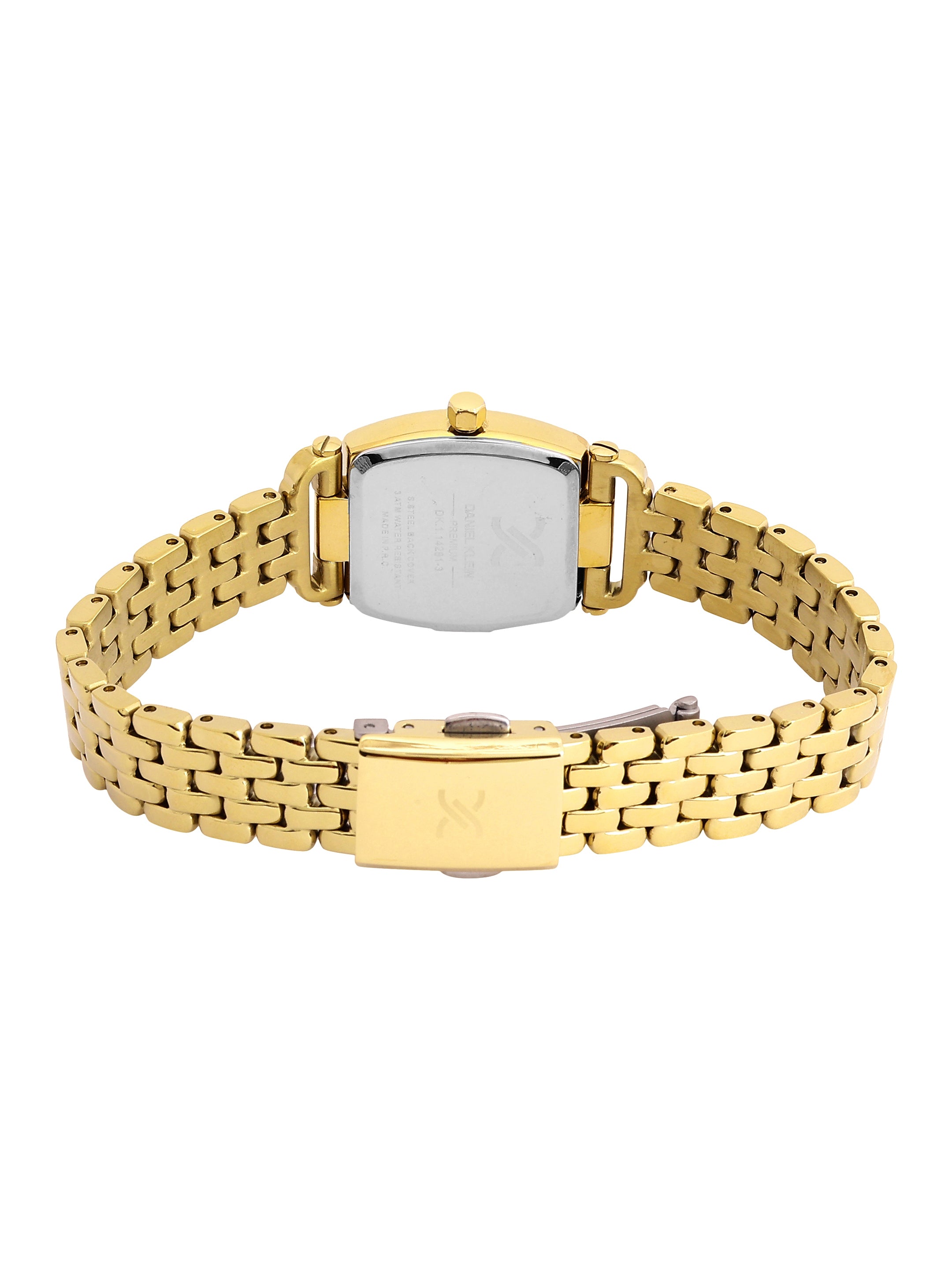 Daniel Klein Analog Dark Green Round Dial Gold Case Gold Strap Quartz Water-Resistant Wrist Watch for Women Girls, Ladies DK.1.14281-3