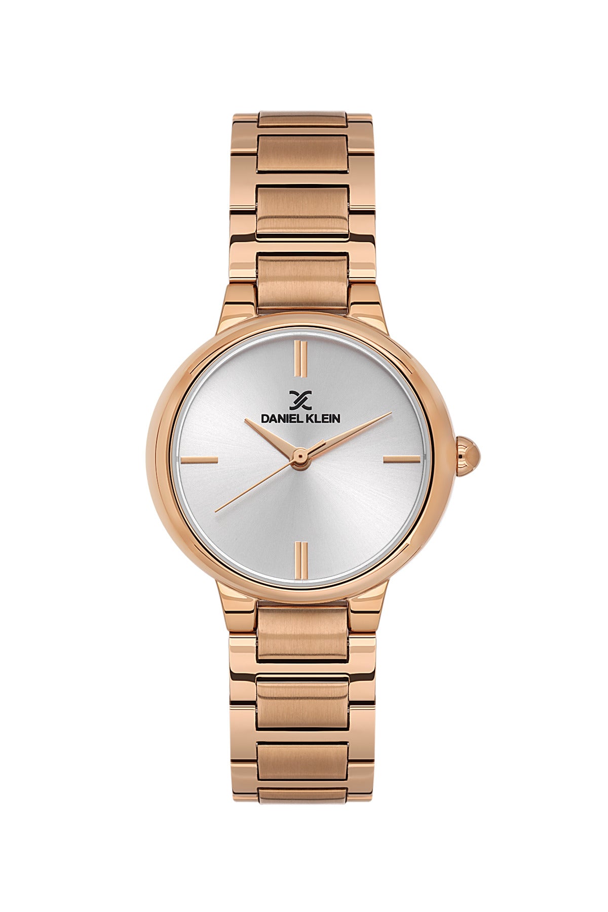 Daniel Klein Silver Dial Pink Rose Gold Strap Women’s Analog Watch DK.1.14100-6