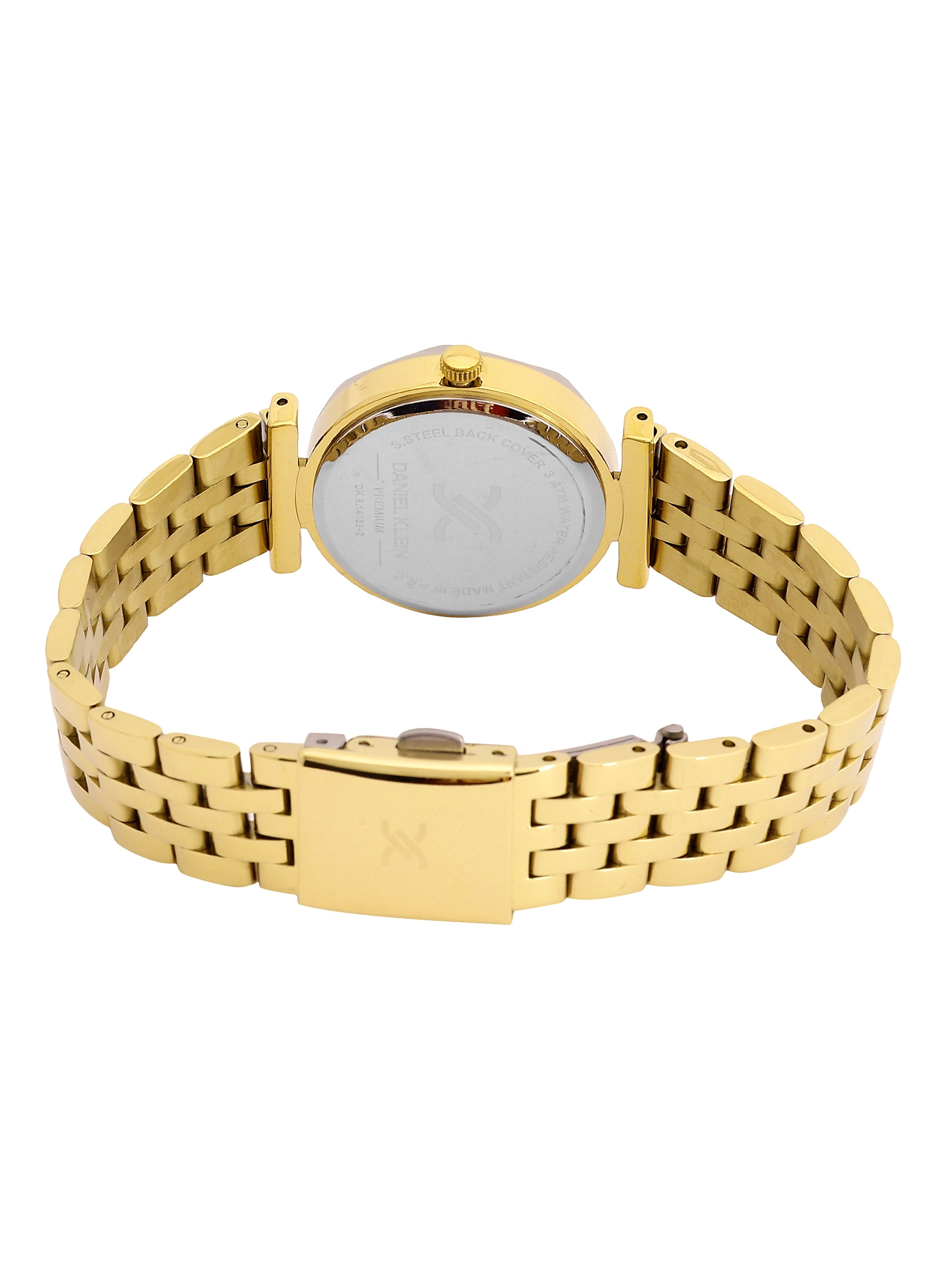 Daniel Klein Analog Dark Green Round Dial Gold/Dark Green Case Gold Strap Quartz Water-Resistant Wrist Watch for Women Girls, Ladies DK.6.14189-3
