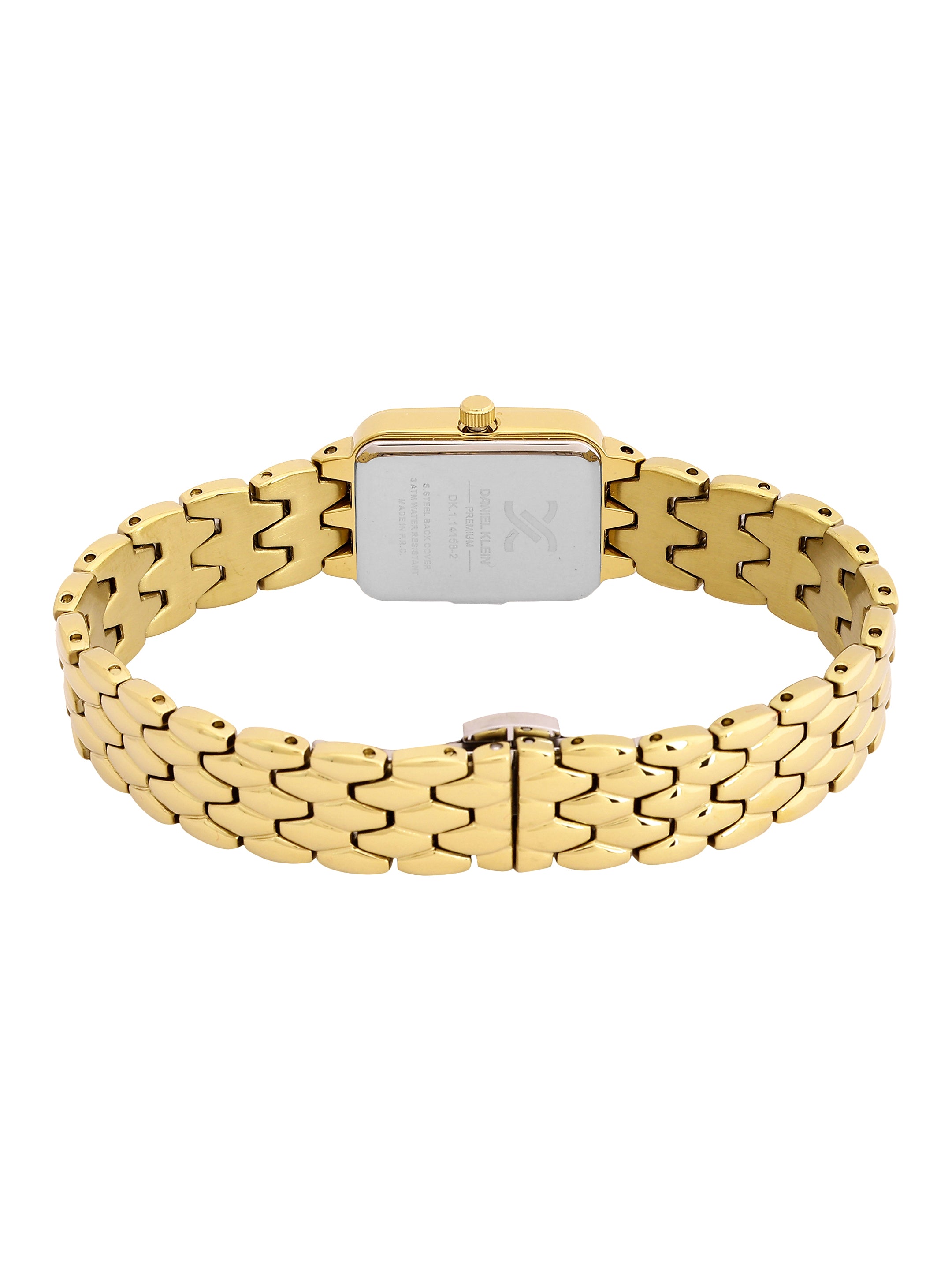 Daniel Klein Analog Silver Round Dial Gold Case Gold Strap Quartz Water-Resistant Wrist Watch for Women Girls, Ladies DK.1.14158-2