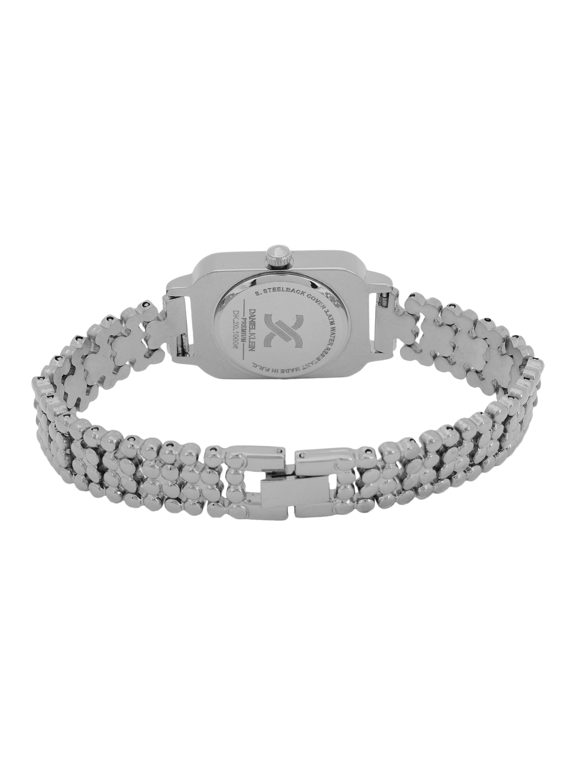 "Daniel Klein Women’s Silver Bracelet Watch – Elegant Light Pink Dial, Stylish Design "