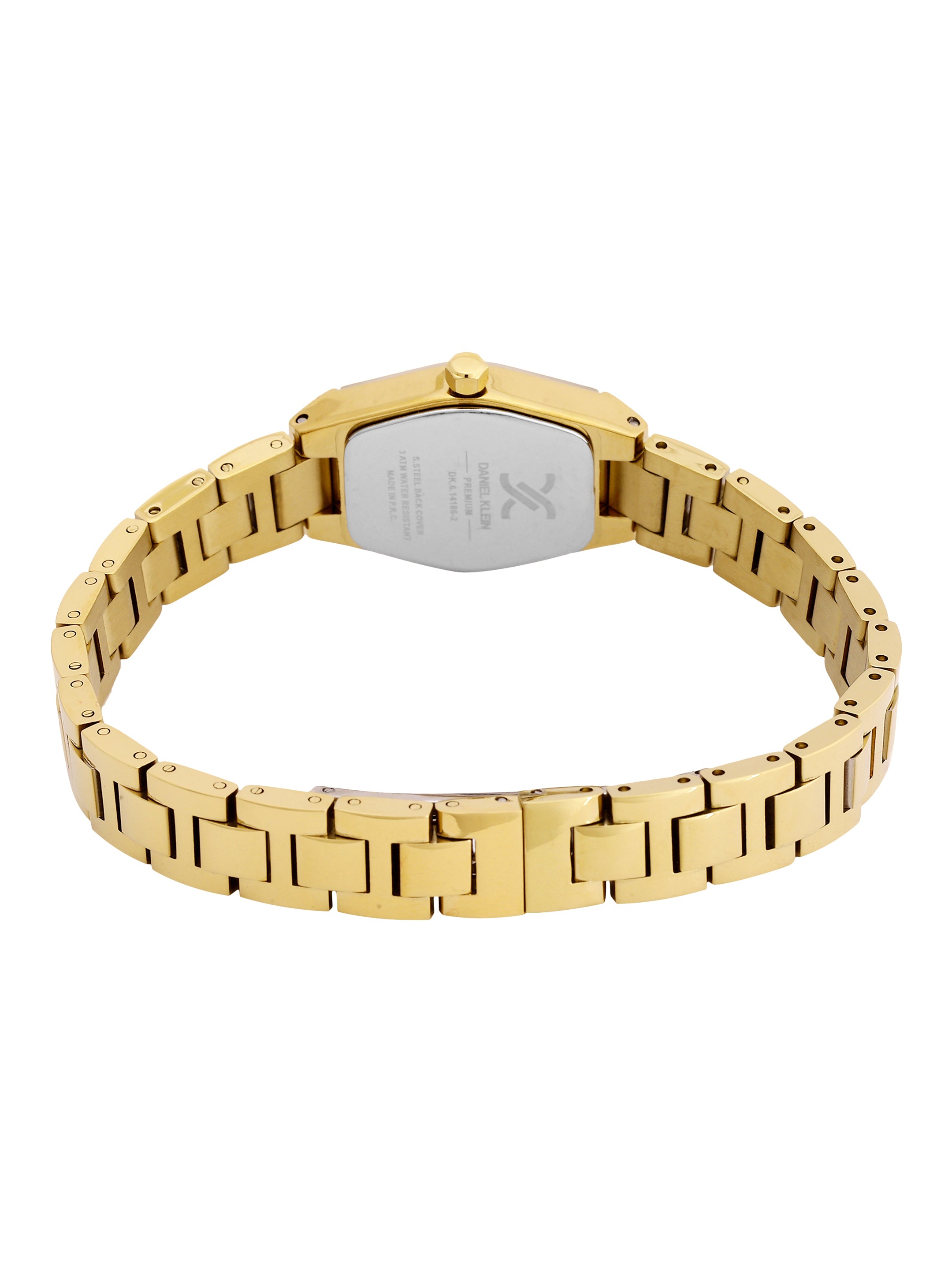 Daniel Klein Analog Silver Round Dial Gold/Gold Case Gold Strap Quartz Water-Resistant Wrist Watch for Women Girls, Ladies DK.6.14186-2