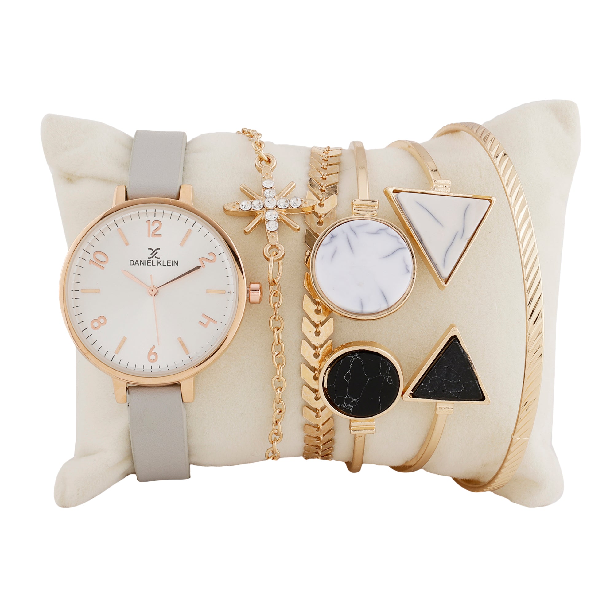 Daniel Klein Silver Dial Analog Gift Set Watch with Bracelet For Women (Pack of 6)