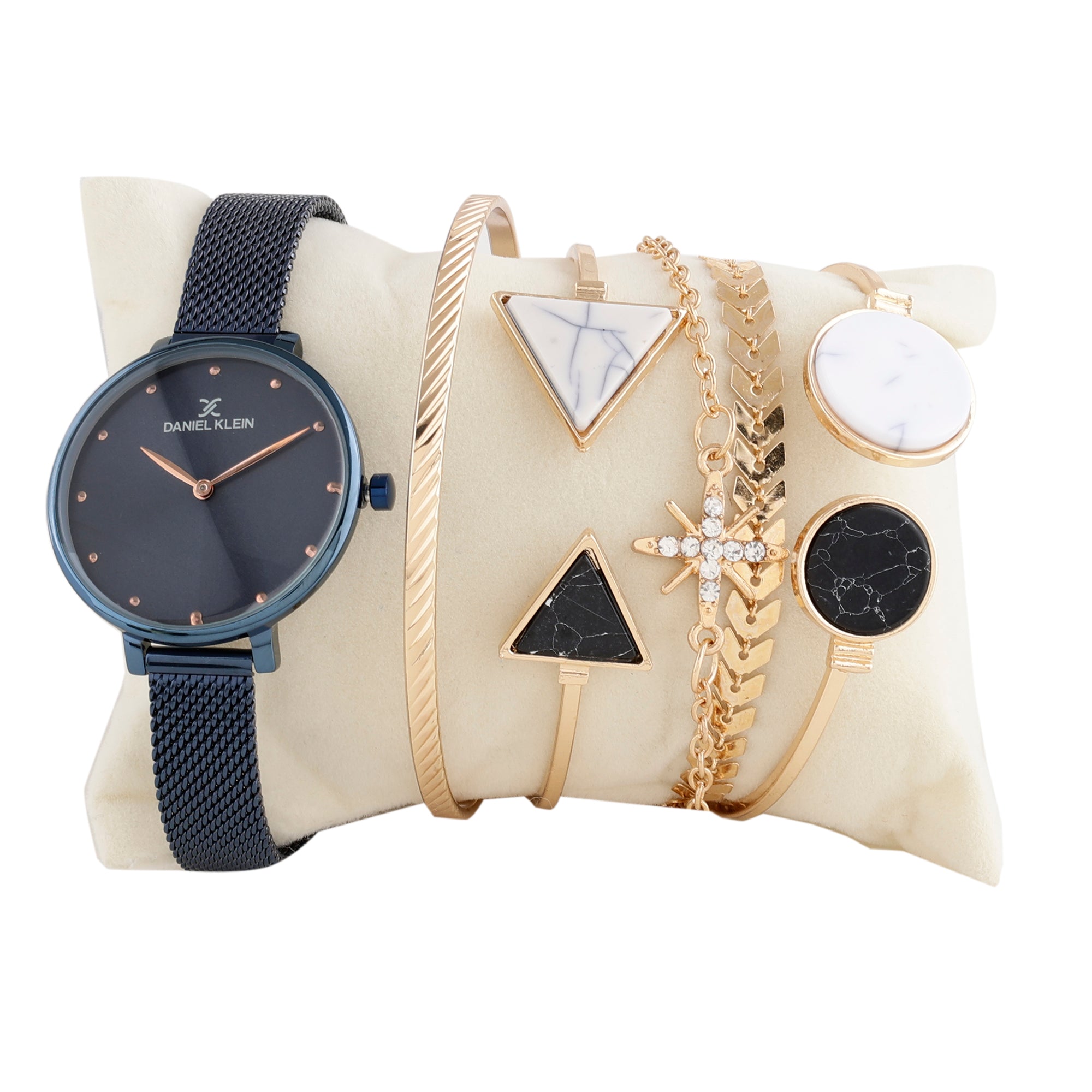 Daniel Klein Blue Dial Analog Gift Set Watch with Bracelet For Women (Pack of 6)