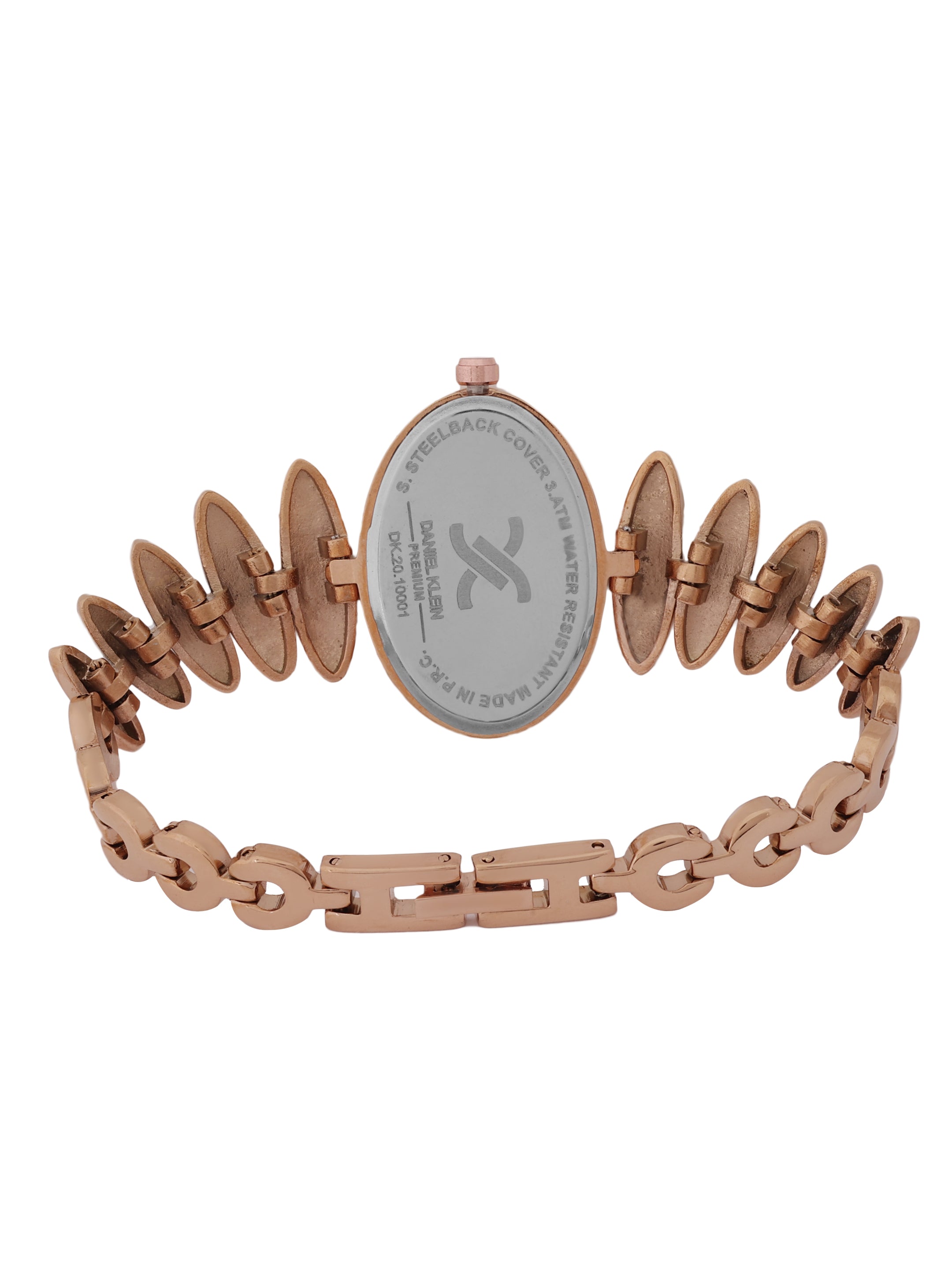 "Daniel Klein Women’s Luxe Rose Gold Bracelet Watch – Elegant Oval White Dial, Premium Design "