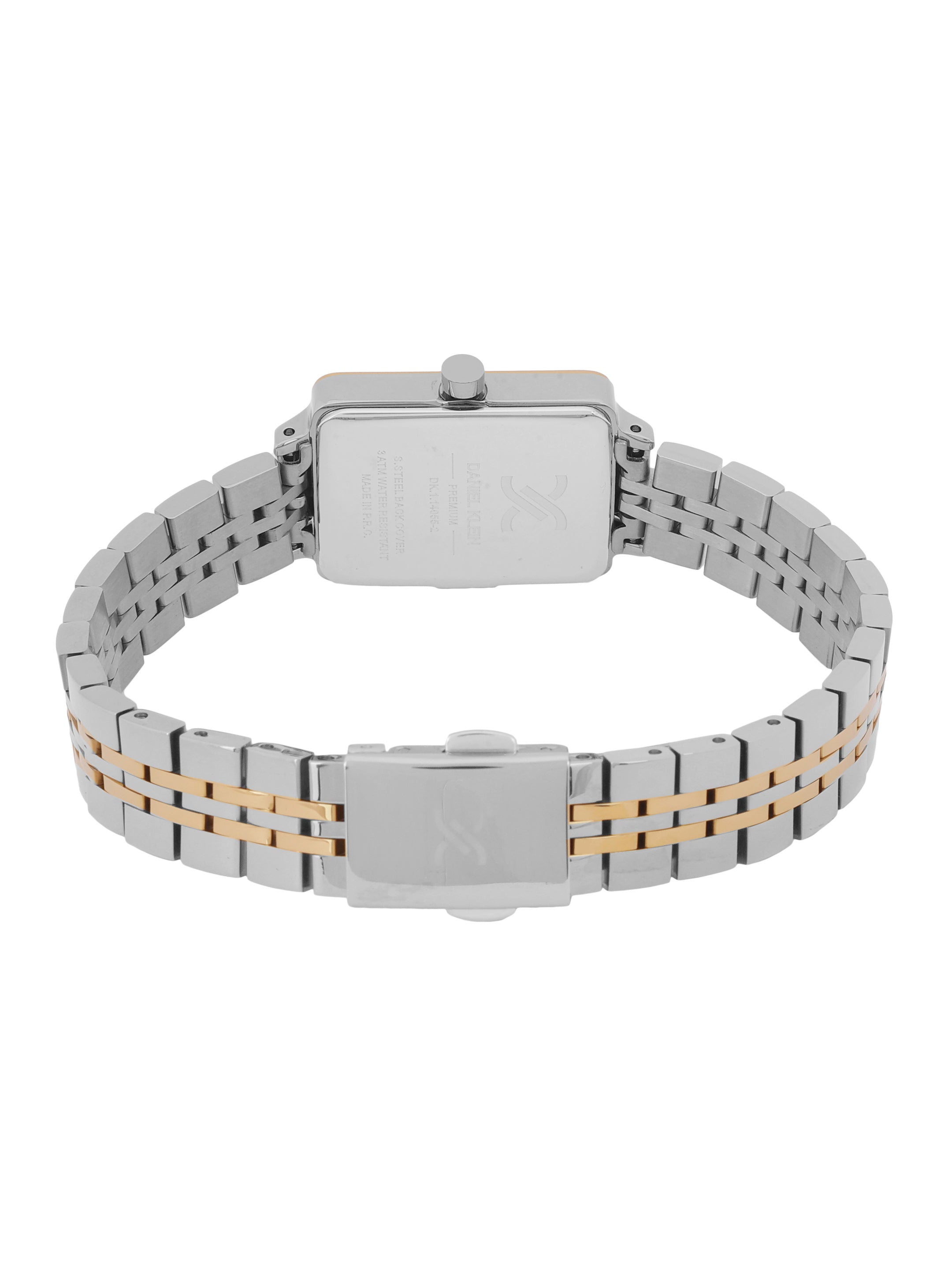 Daniel Klein Rose Gold Silver Sunray Dial Stainless Steel Strap Women’s Watch DK.1.14055-6