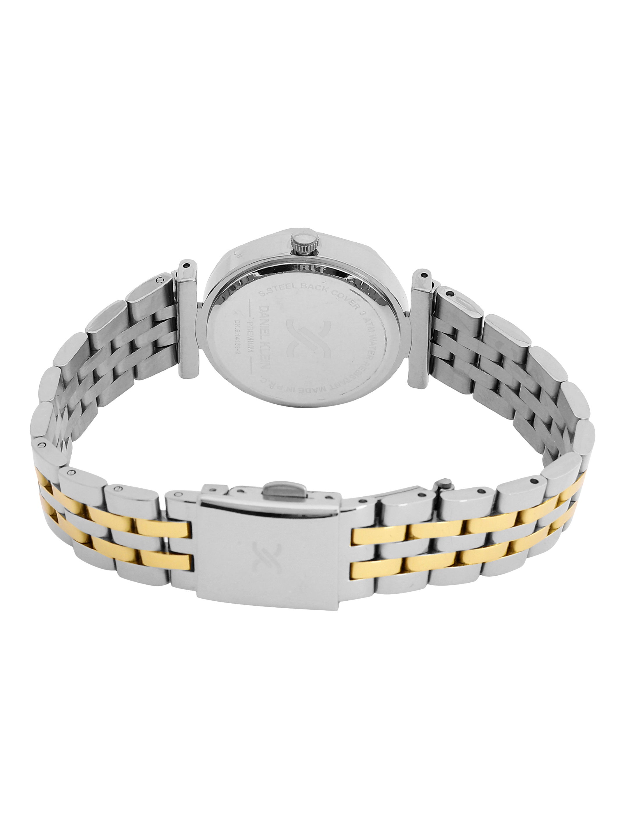 Daniel Klein Analog Silver Round Dial Silver and Gold/Gold Case Silver and Gold Strap Quartz Water-Resistant Wrist Watch for Women Girls, Ladies DK.6.14189-4