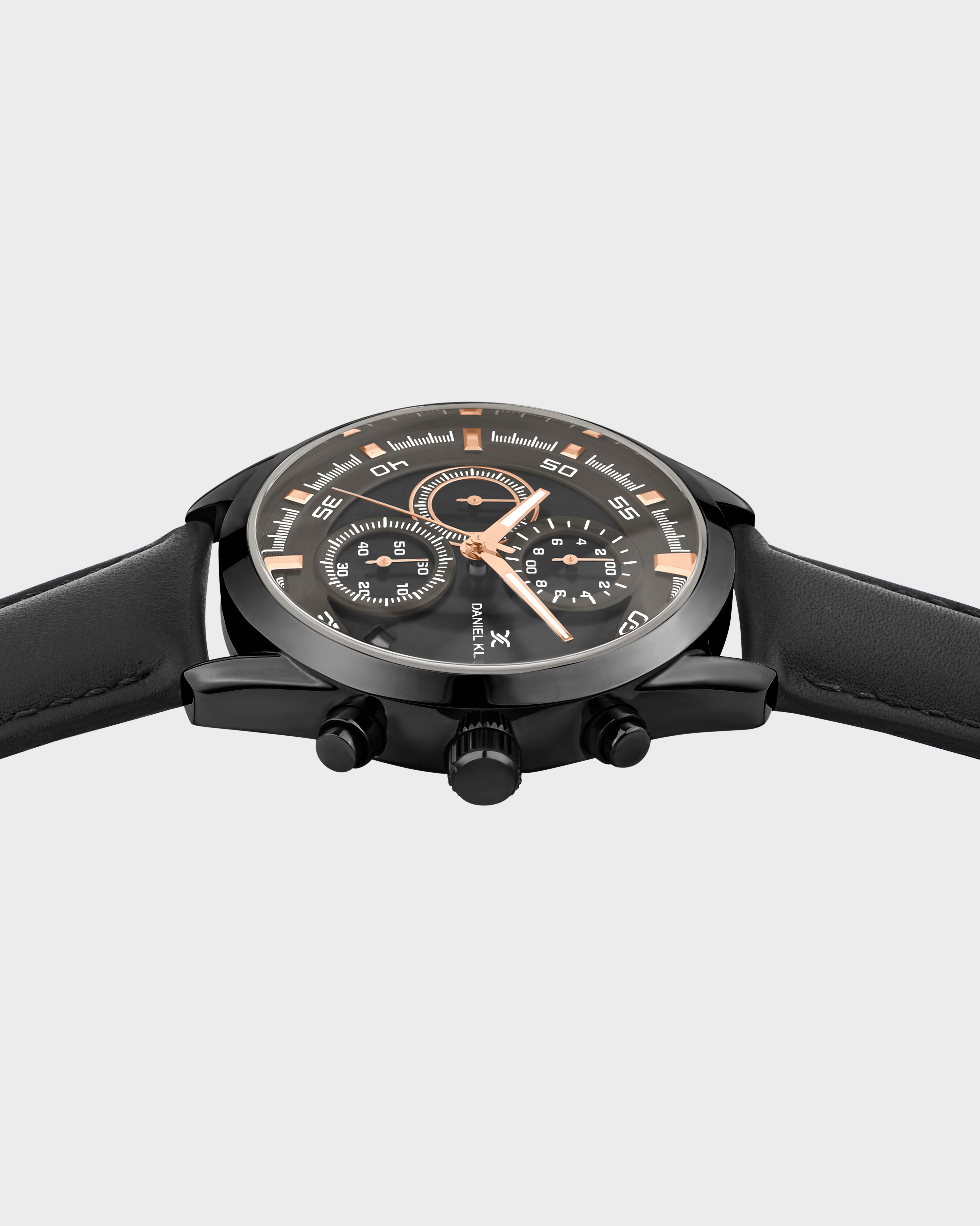 Grey Dial with leather strap watch for men - DK.1.14291-3