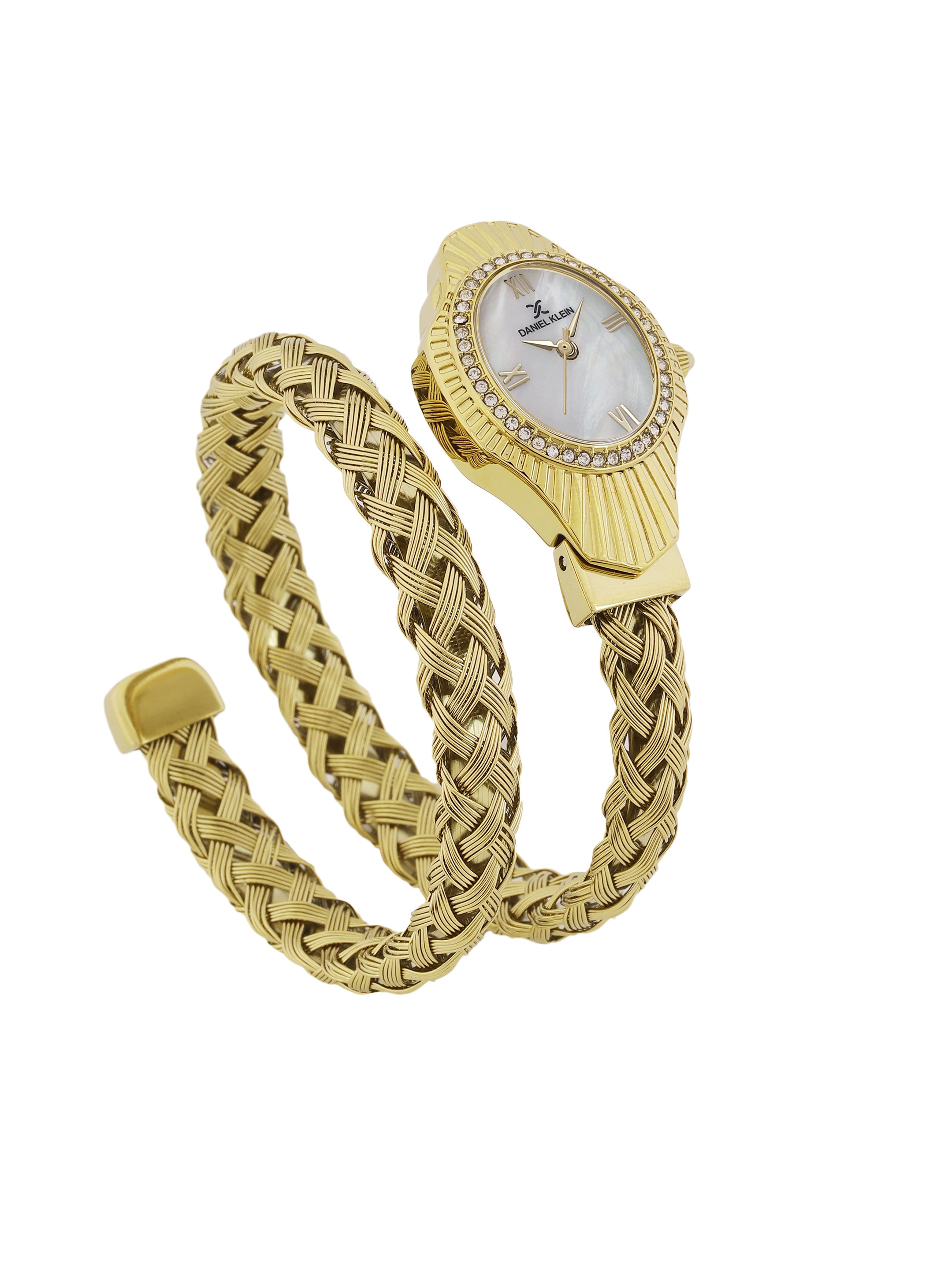 Daniel Klein White MOP Dial Gold Strap Women’s Analog Watch DK.1.14121-3