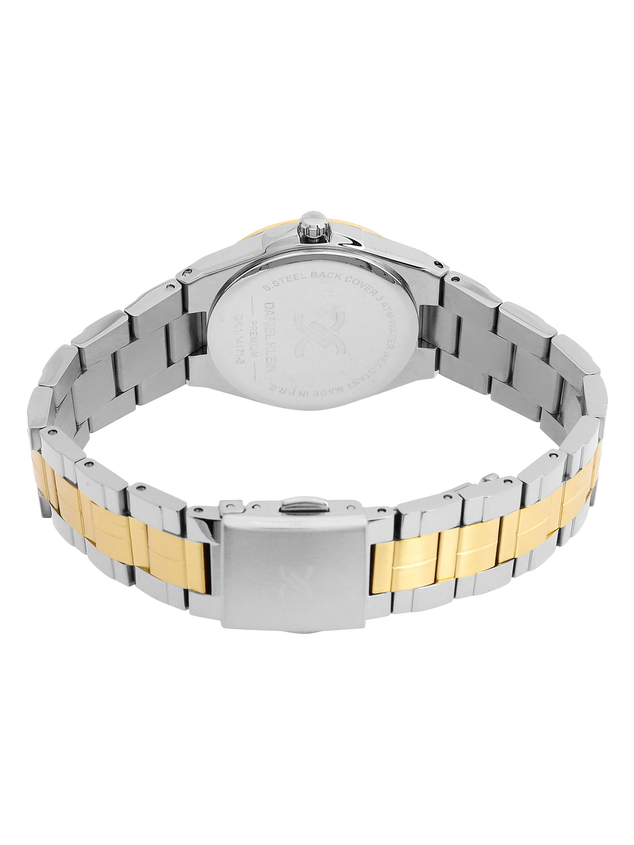 Daniel Klein Analog Dark Green Round Dial Silver and Gold Case Silver and Gold Strap Quartz Water-Resistant Wrist Watch for Women Girls, Ladies DK.1.14171-4