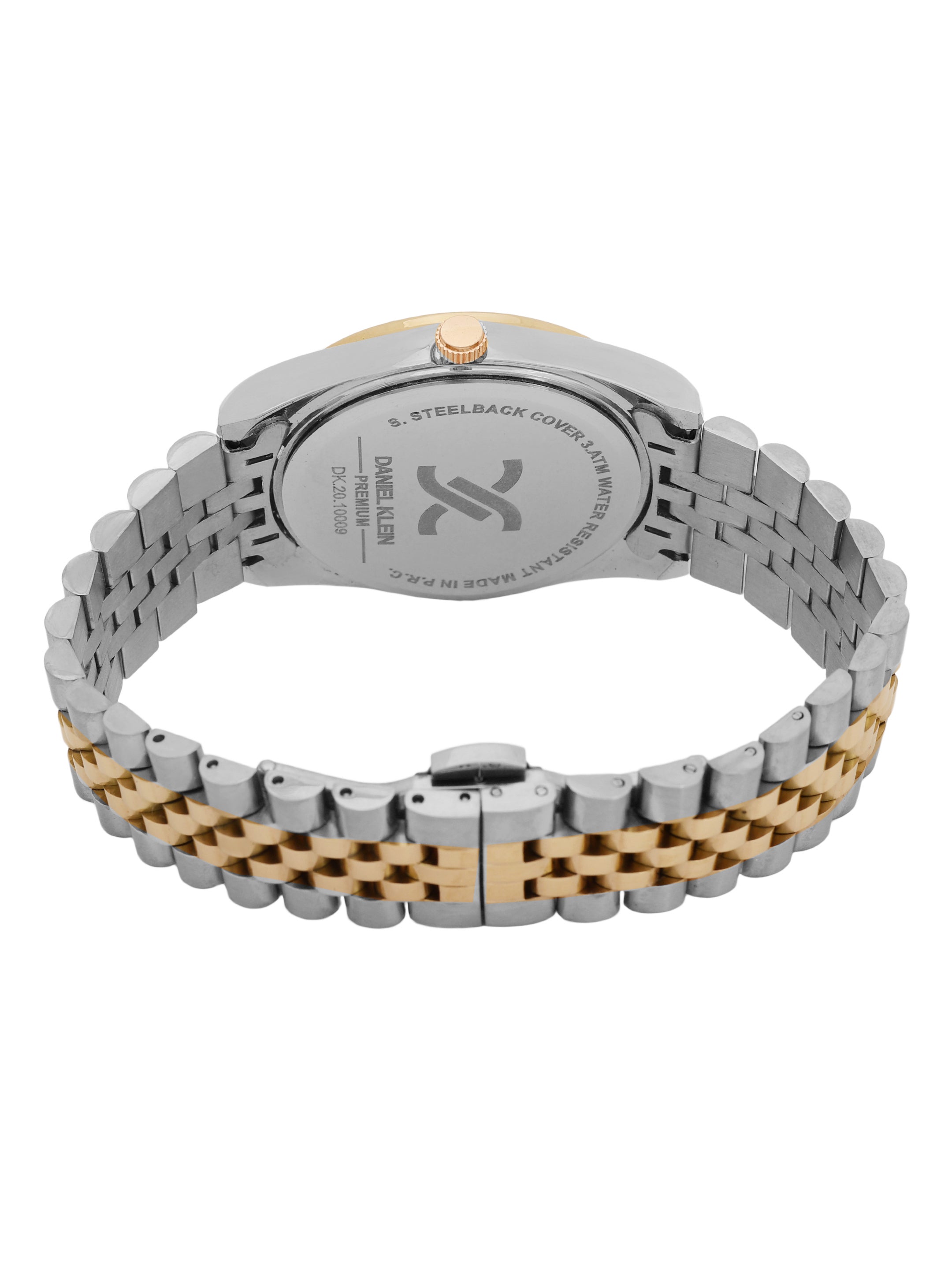 "Daniel Klein Women’s Steel & Gold Bracelet Watch – Elegant Silver Dial, Premium Finish "