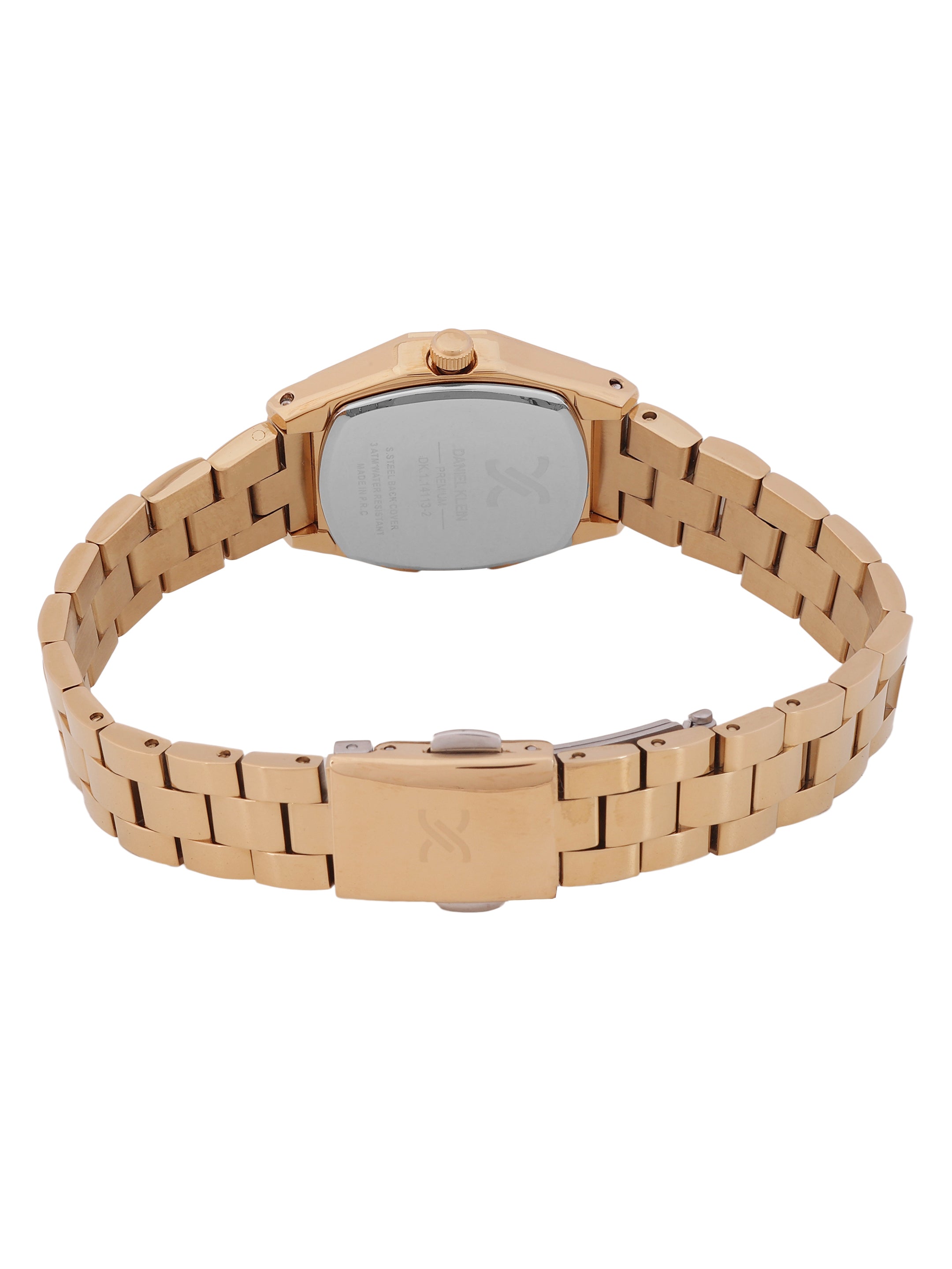 Daniel Klein Dark Green Dial Pink Rose Gold Strap Women’s Analog Watch DK.1.14113-5