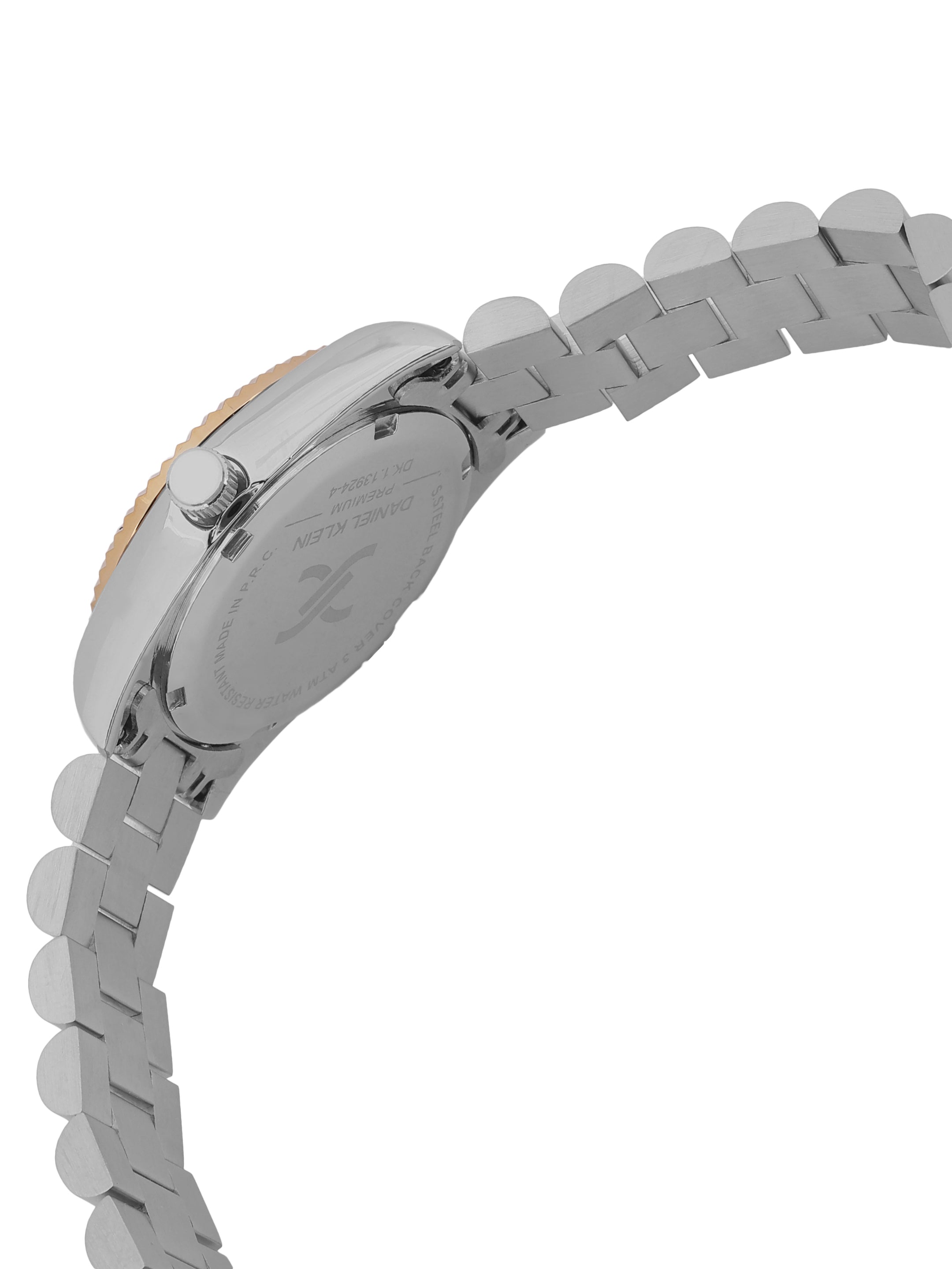 Daniel klein Premium Lady Dual-Tone IPS/IPG Silver Sunray Dial Stone Stainless Steel Watch DK.1.13924-4