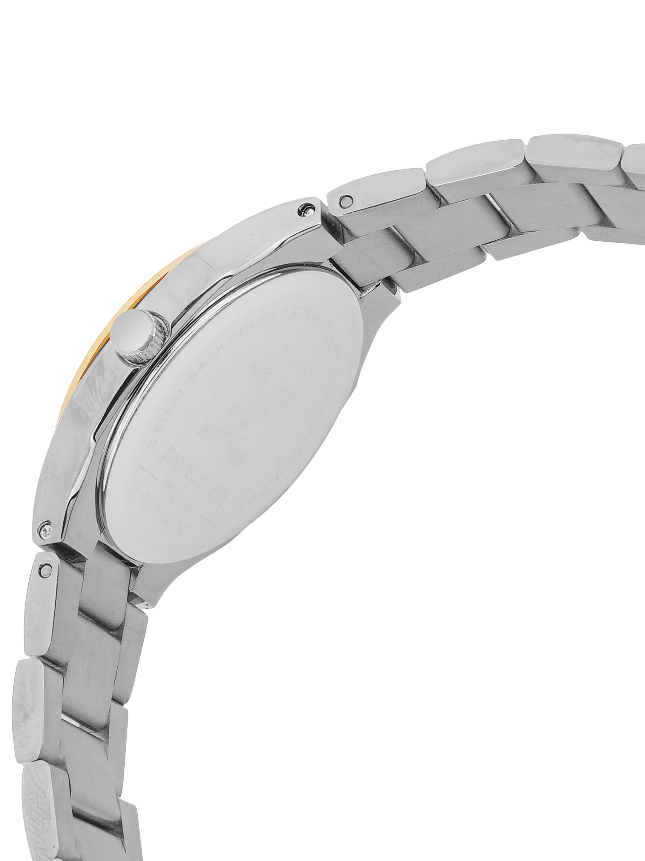 Daniel klein Premium Lady Dual-Tone IPS/IPG Silver Sunray Dial Stone Stainless Steel Watch DK.1.13916-4