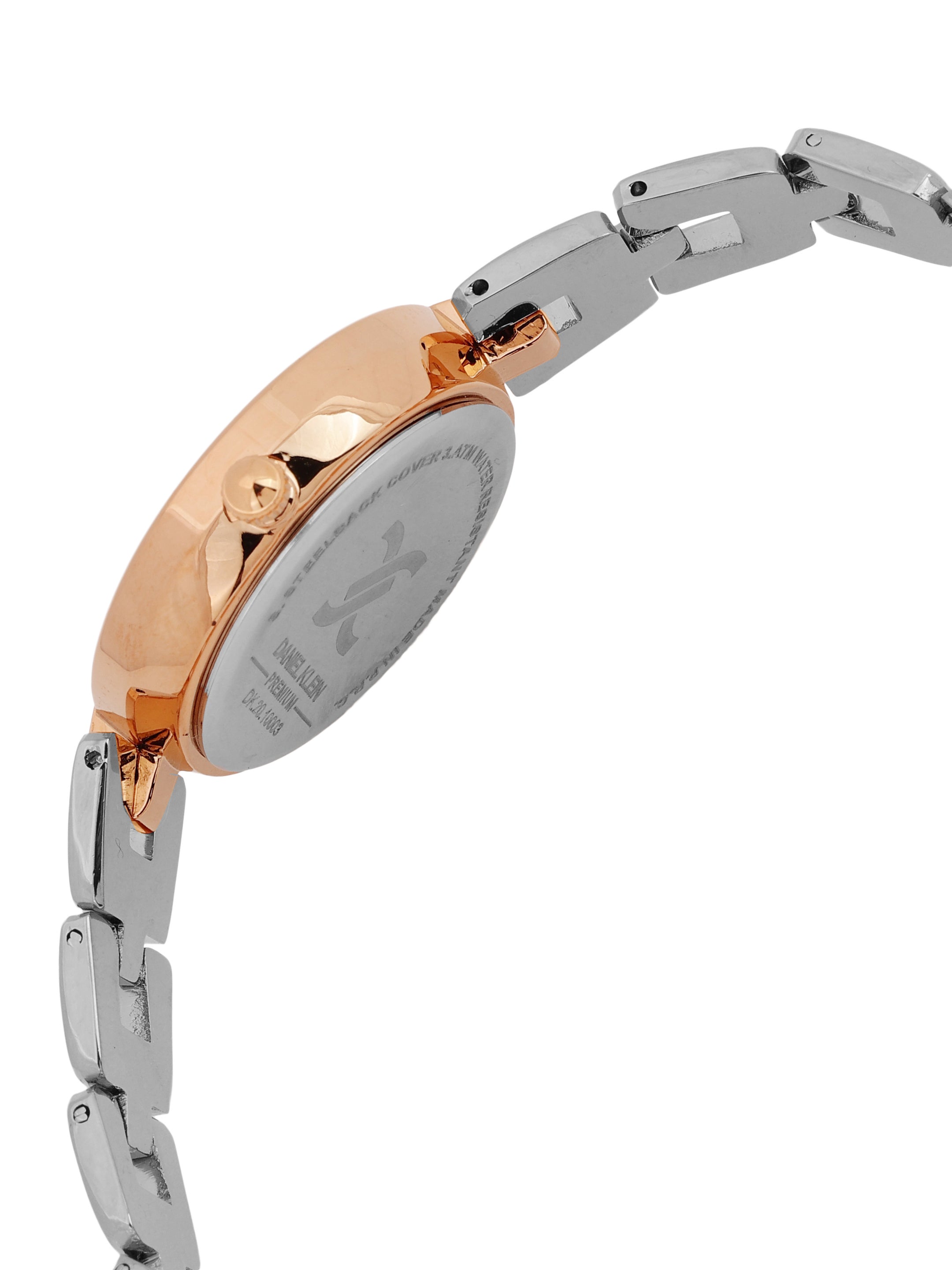 "Daniel Klein Women’s Rose & Silver Two-Tone Bracelet Watch – Bold Blue Dial, Premium Design "