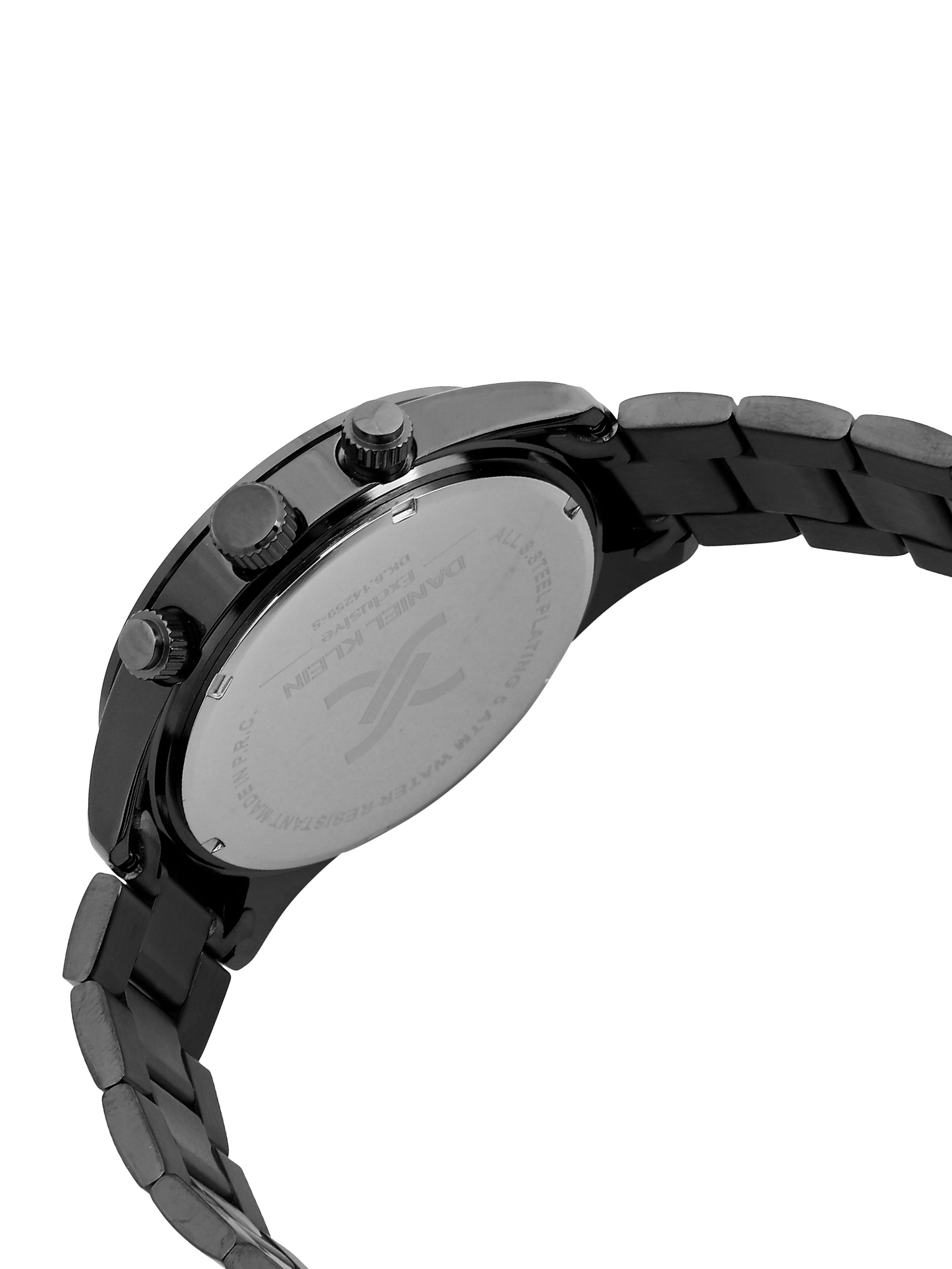 Daniel Klein Analog Blue Round Dial Gunmetalmetal Case Gunmetalmetal Strap Quartz Water-Resistant Wrist Watch for Men Boys DK.6.14259-5