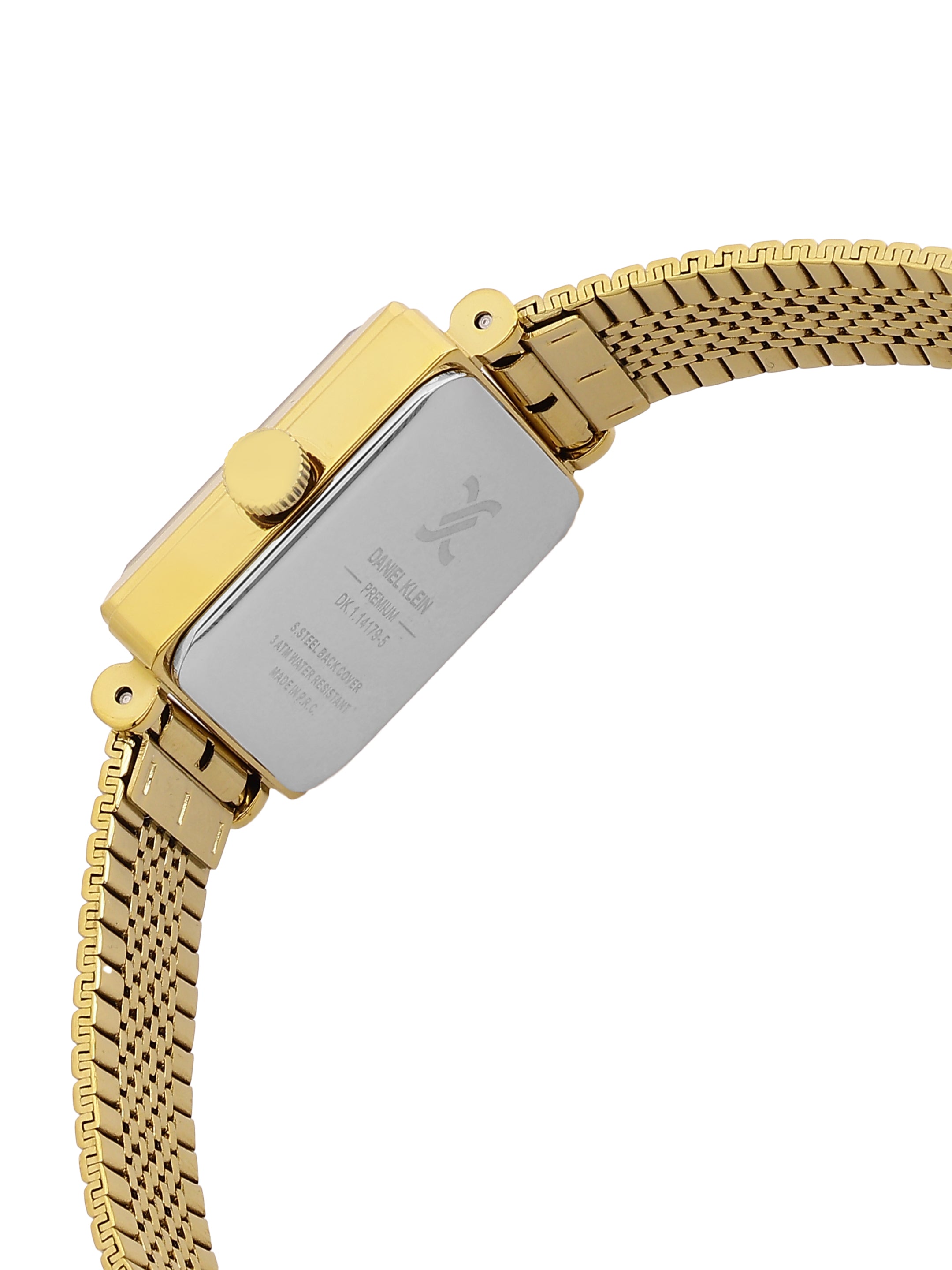 Daniel Klein Analog Silver Round Dial Gold Case Gold Strap Quartz Water-Resistant Wrist Watch for Women Girls, Ladies DK.1.14179-6