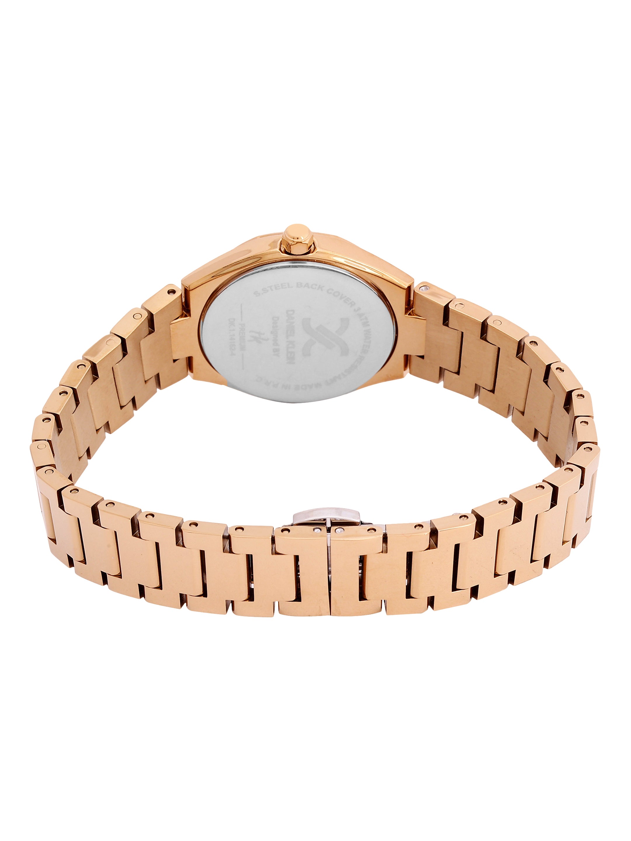 Daniel Klein Analog L.R.Gold Round Dial Pink Rose Gold Case Pink Rose Gold Strap Quartz Water-Resistant Wrist Watch for Women Girls, Ladies DK.1.14162-6