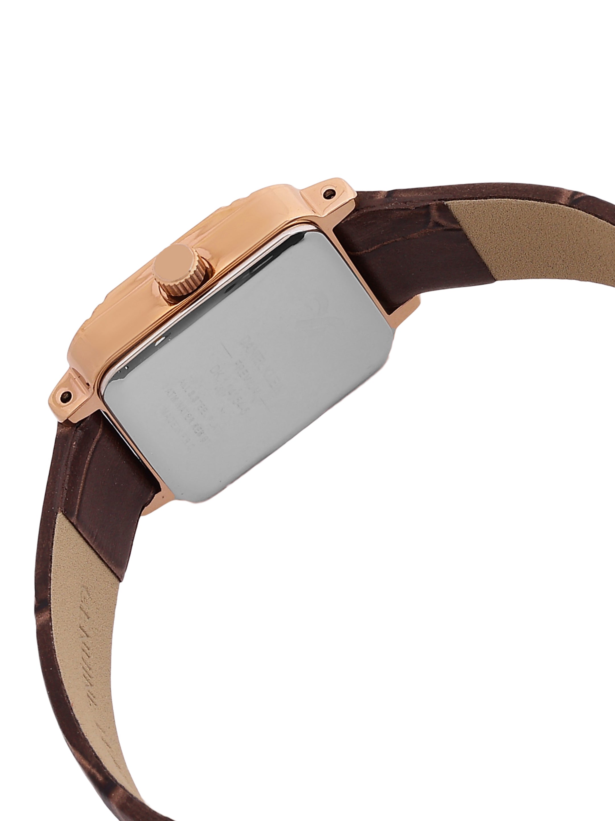 Daniel Klein Analog Silver Round Dial Pink Rose Gold Case D.Brown Strap Quartz Water-Resistant Wrist Watch for Women Girls, Ladies DK.1.14154-5
