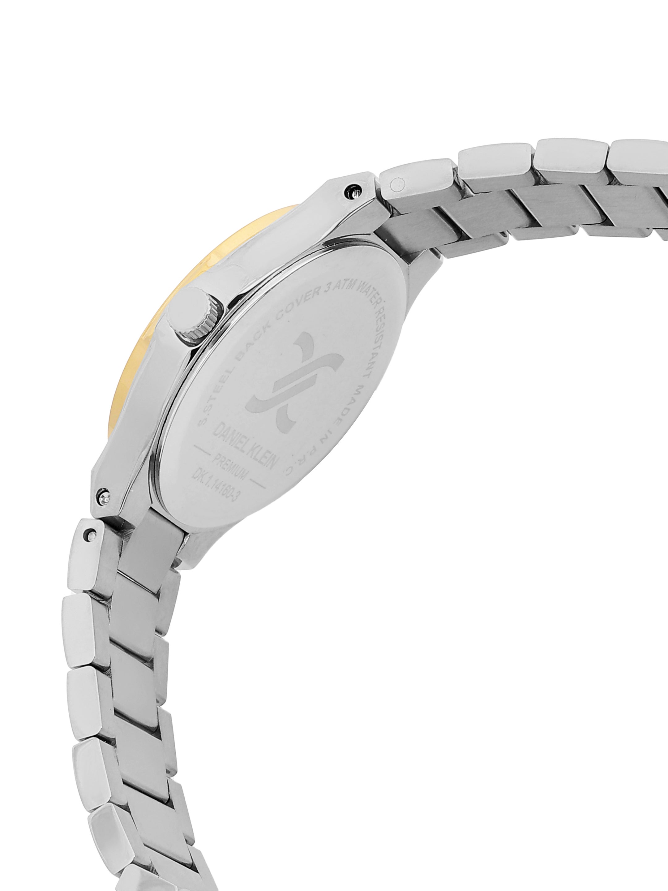 Daniel Klein Analog Silver Round Dial Silver and Gold Case Silver and Gold Strap Quartz Water-Resistant Wrist Watch for Women Girls, Ladies DK.1.14160-4