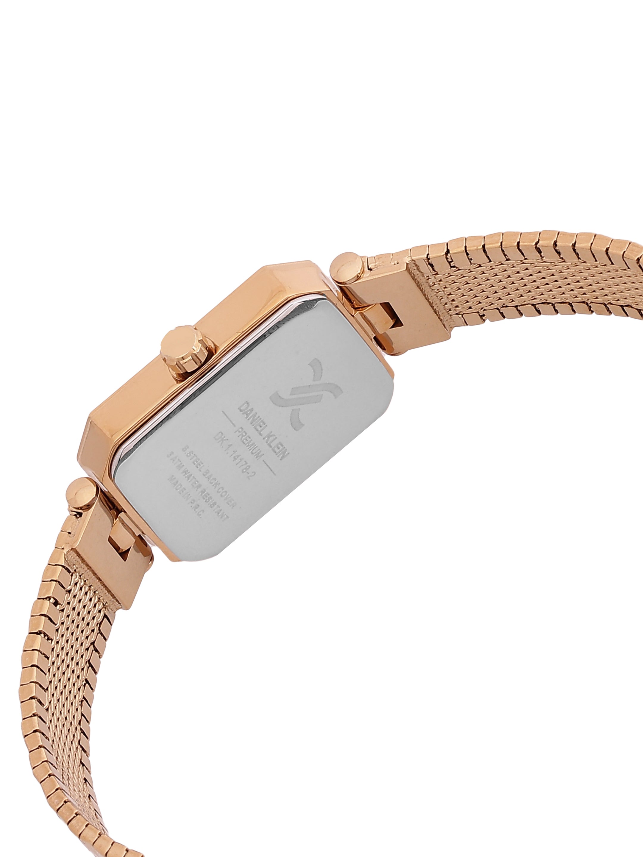 Daniel Klein Analog White Mop Round Dial Pink Rose Gold Case Pink Rose Gold Strap Quartz Water-Resistant Wrist Watch for Women Girls, Ladies DK.1.14178-5