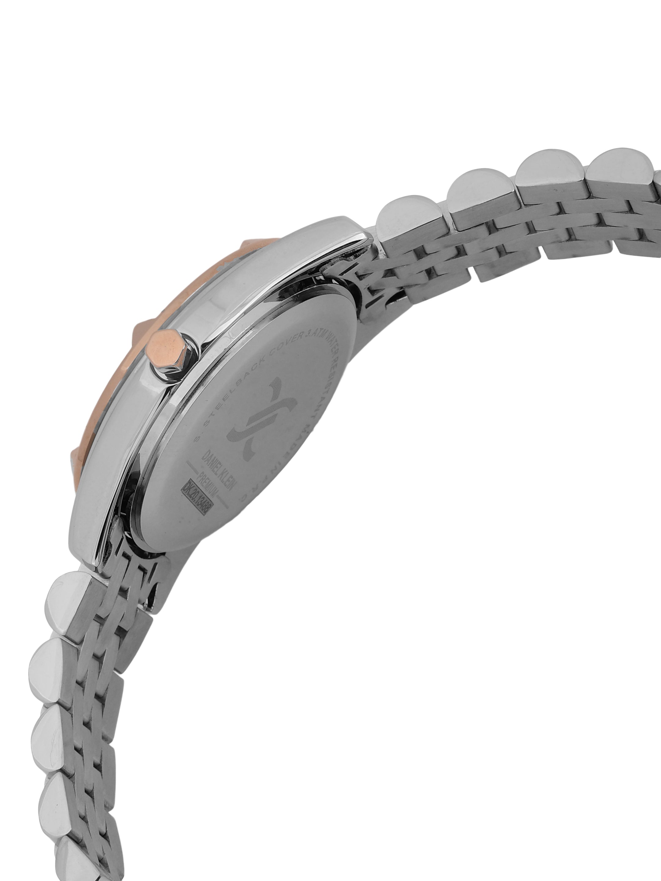 "Daniel Klein Women’s Silver & Rose Bracelet Watch – Elegant Silver Dial, Dual-Tone Design "