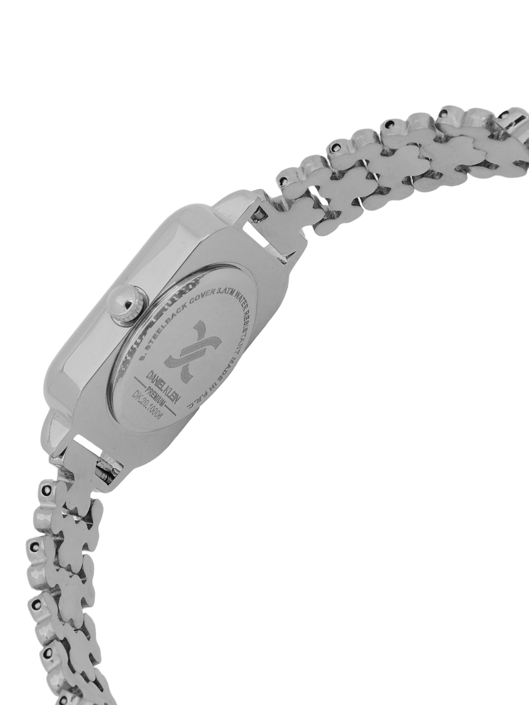 "Daniel Klein Women’s Silver Bracelet Watch – Elegant Light Pink Dial, Stylish Design "