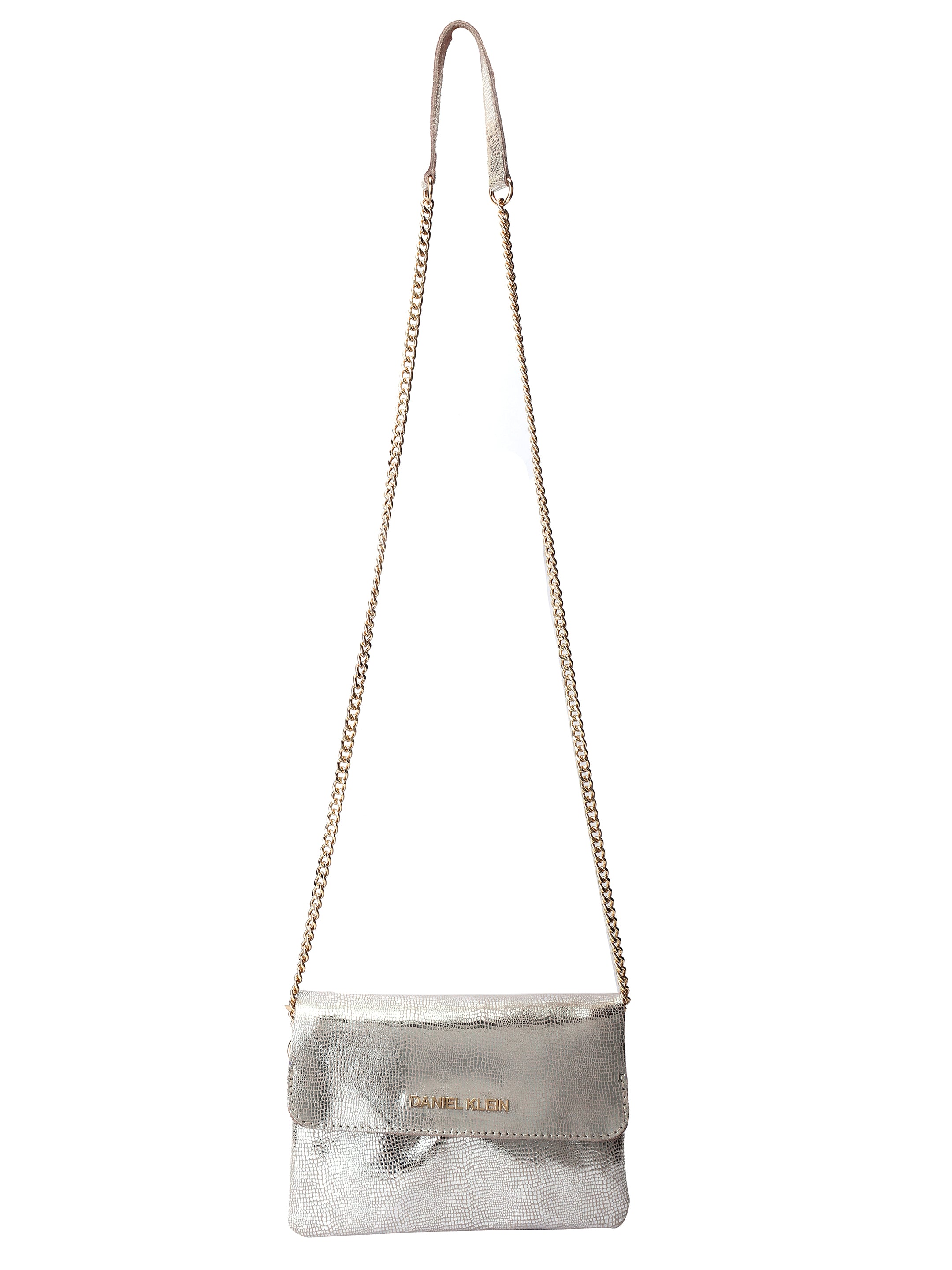 Daniel Klein Exclusive Genuien Leather Sleek Design Women Cross-Body Sling - Silver