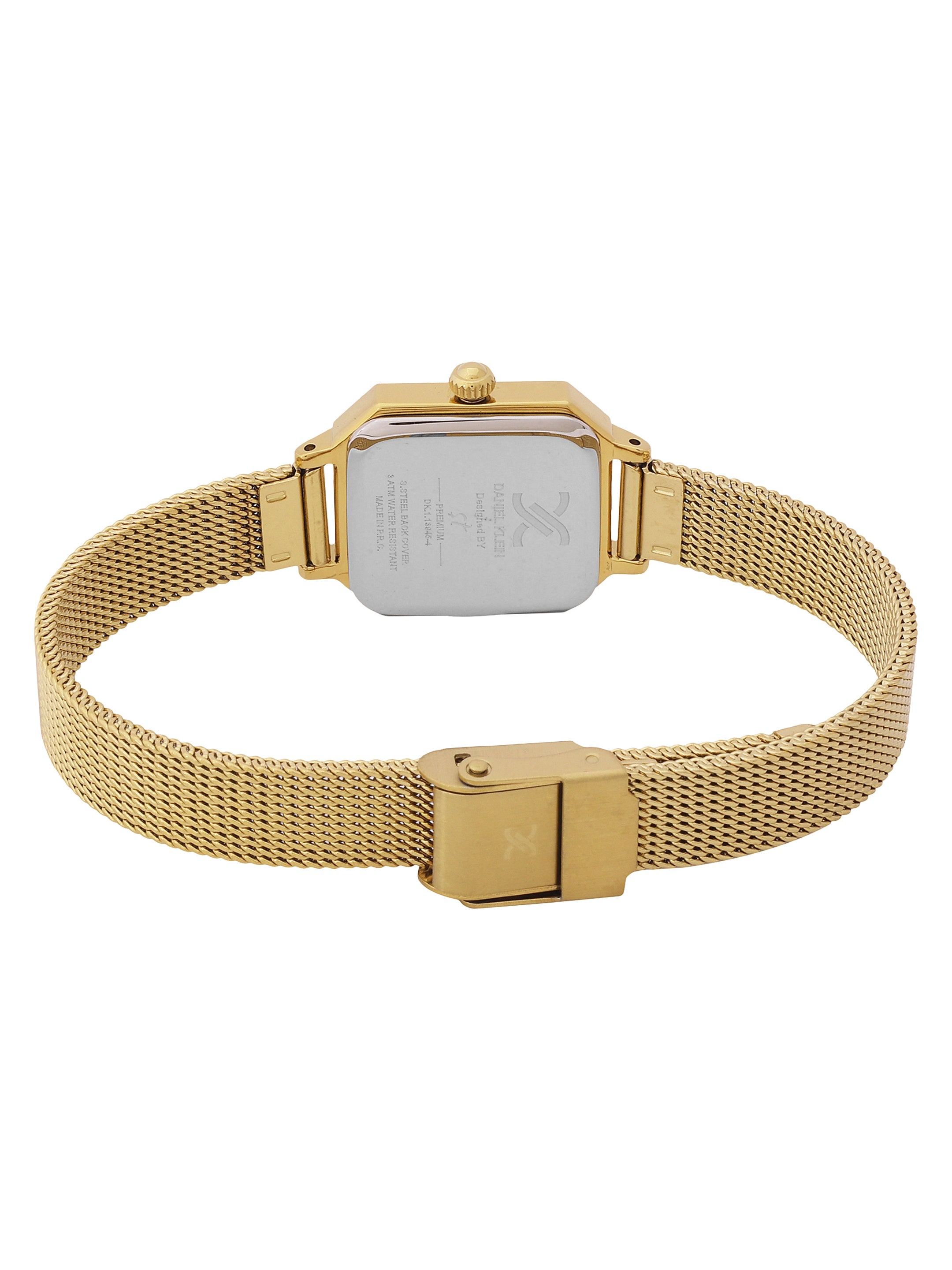 Daniel klein Premium Lady Dark Green Sunray Dial Gold Mesh Watch DK.1.13945-5