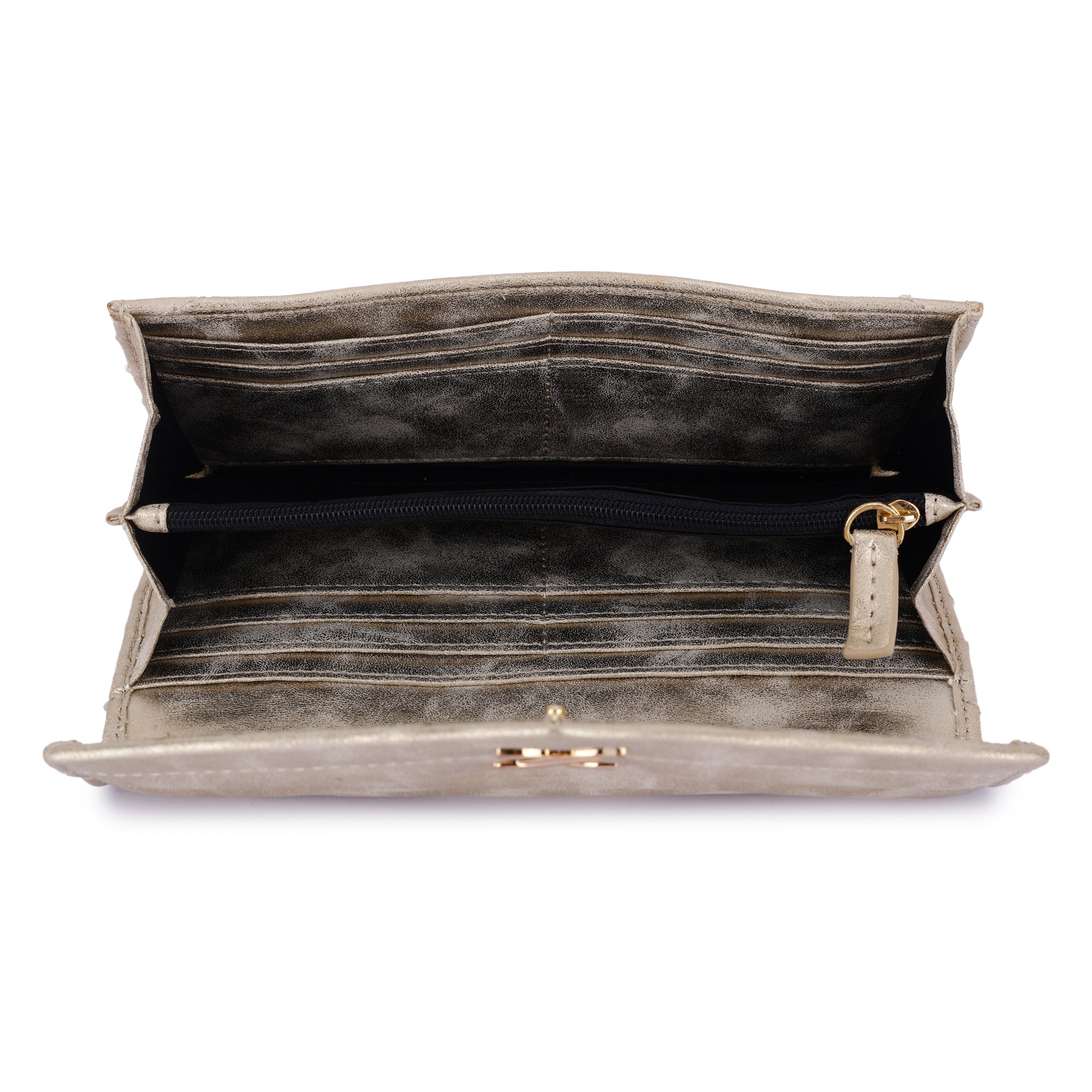 Daniel Klein Women’s Metallic Chevron Wallet – Matt Gold