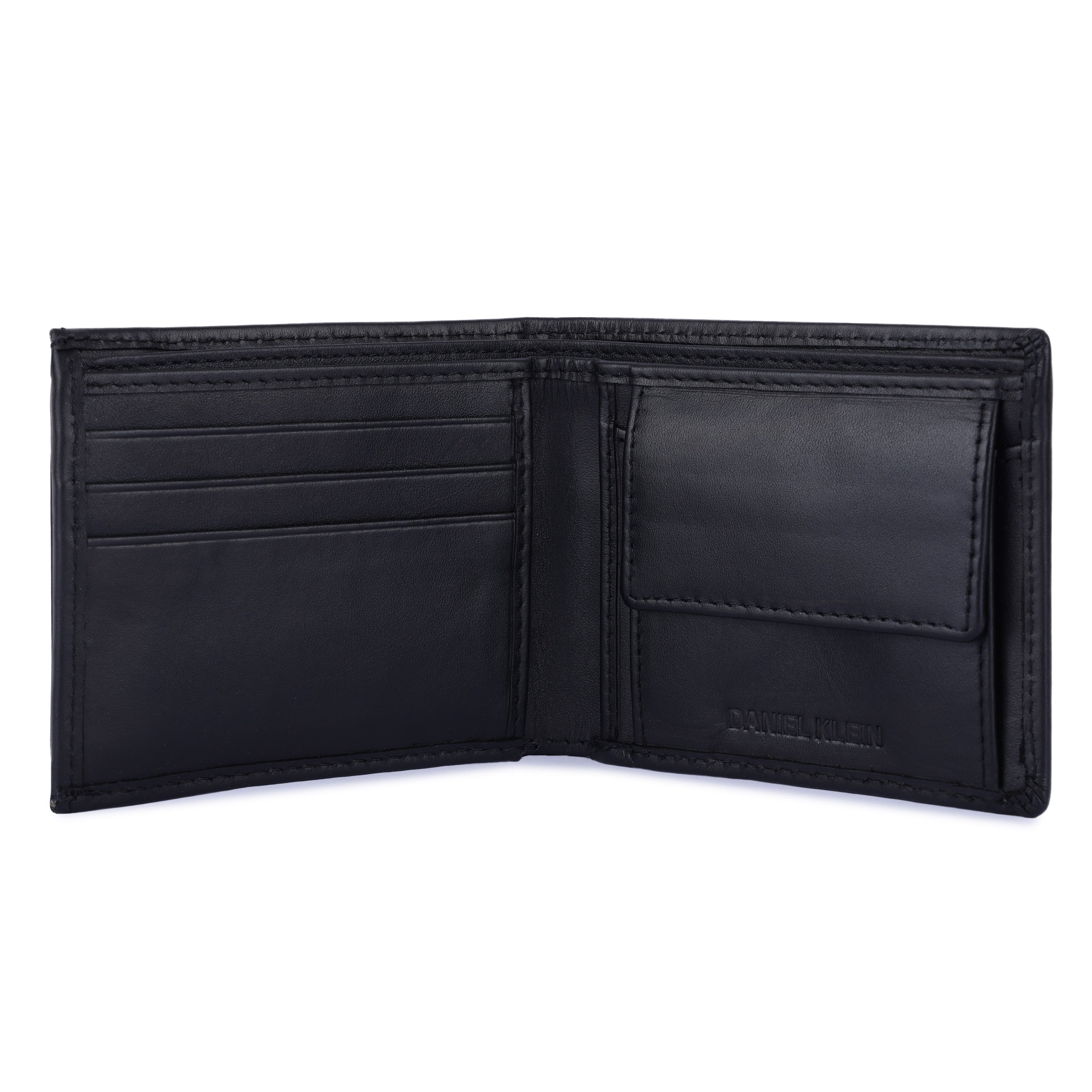 Daniel Klein Men’s Genuine Leather Wallet – Slim Black Edition with Detachable Card Holder