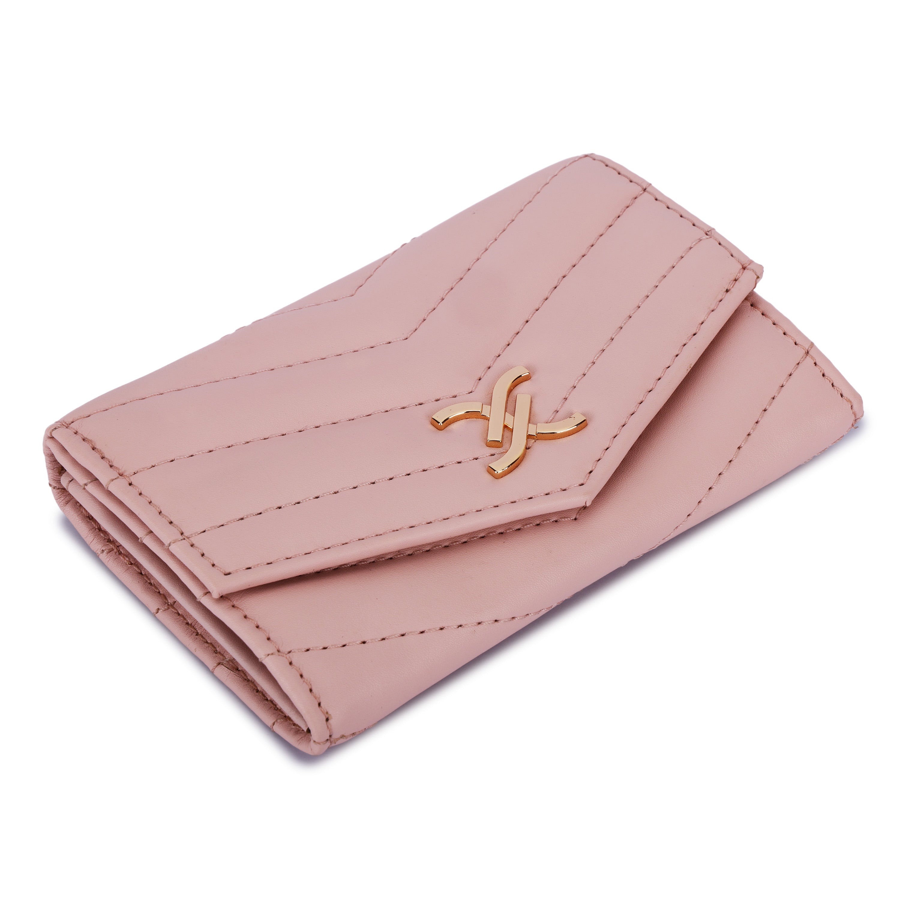 Daniel Klein Women’s Chevron Textured One Fold Wallet – Pastel Pink
