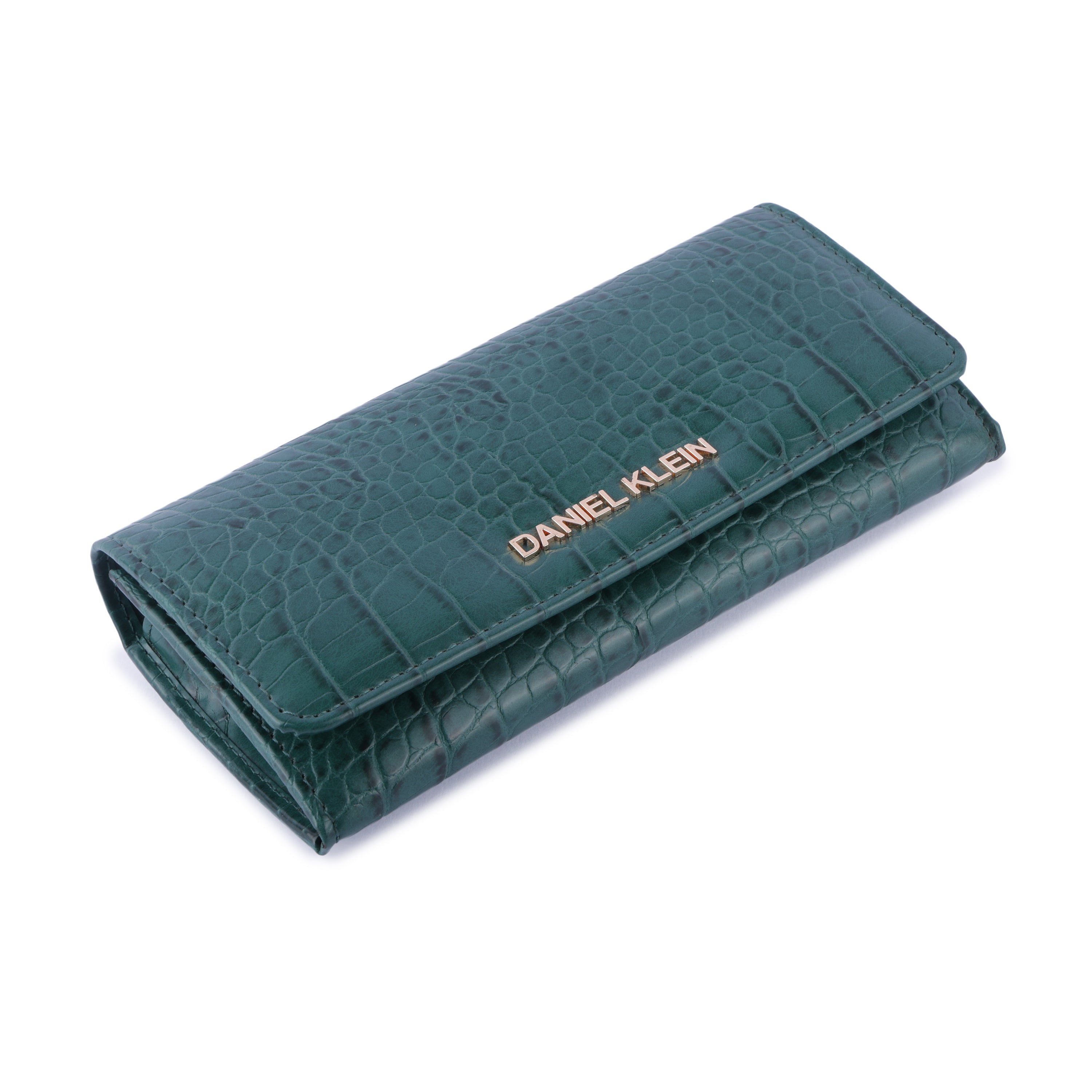 Daniel Klein Crocodile Skin Pattern Women Three Fold Wallet - Green