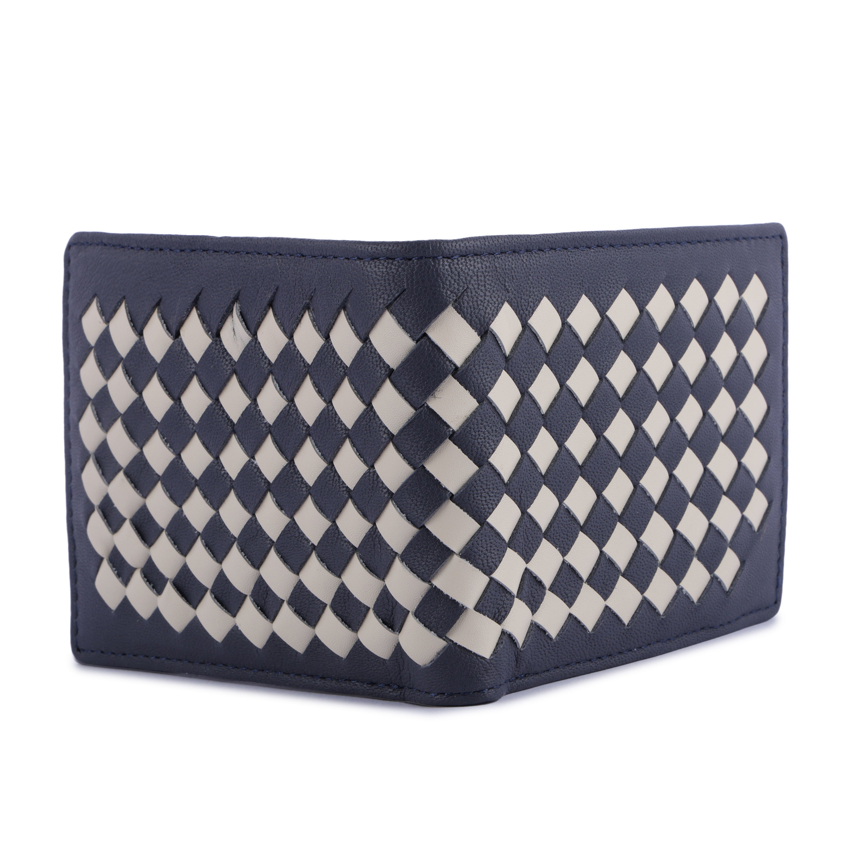 Daniel Klein Exclusive Men’s Genuine Leather Wallet - Navy Blue with Ivory White Color