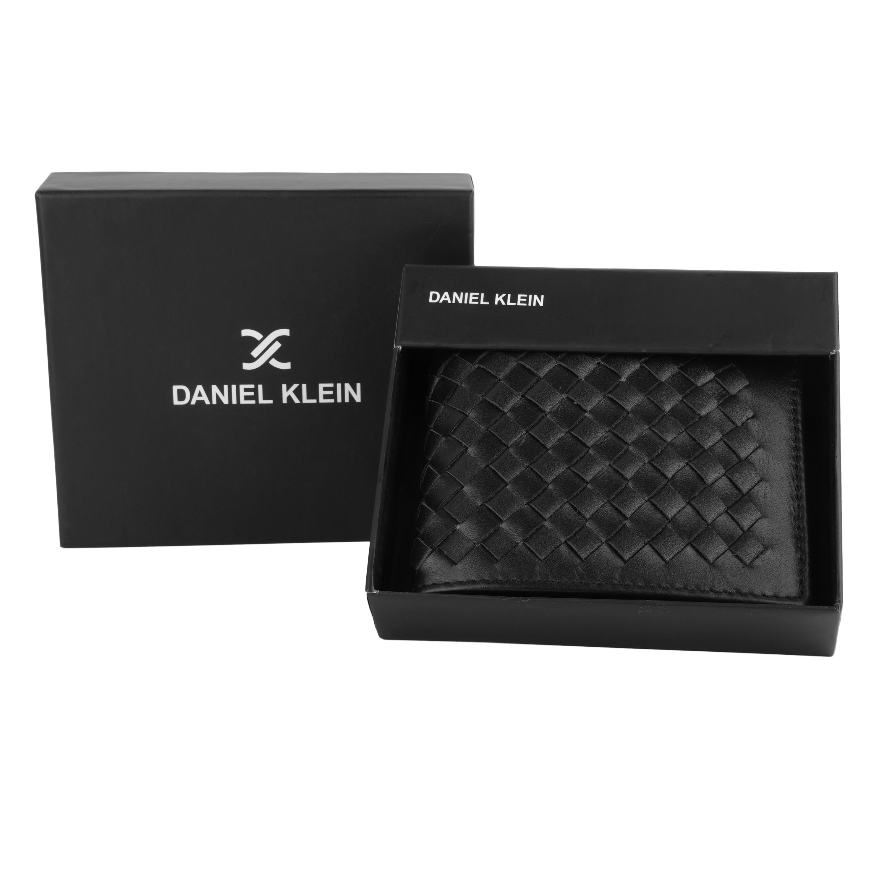 Daniel Klein Exclusive Men’s Genuine Leather Wallet - Classic Black Crosses Color