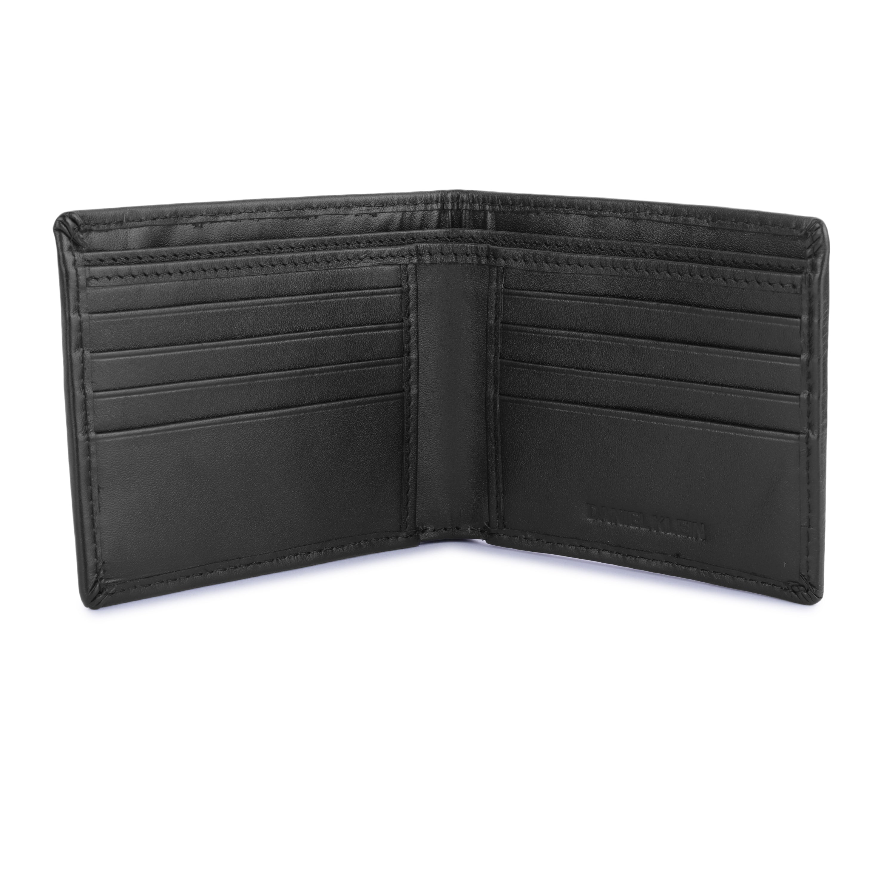 Daniel Klein Exclusive Men’s Genuine Leather Wallet - Black with Grey Color